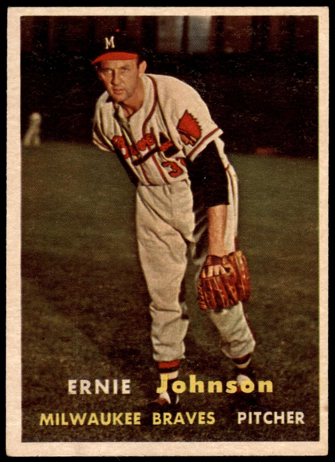1957 Topps #333 Ernie Johnson Milwaukee Braves (Baseball Card) EX Braves