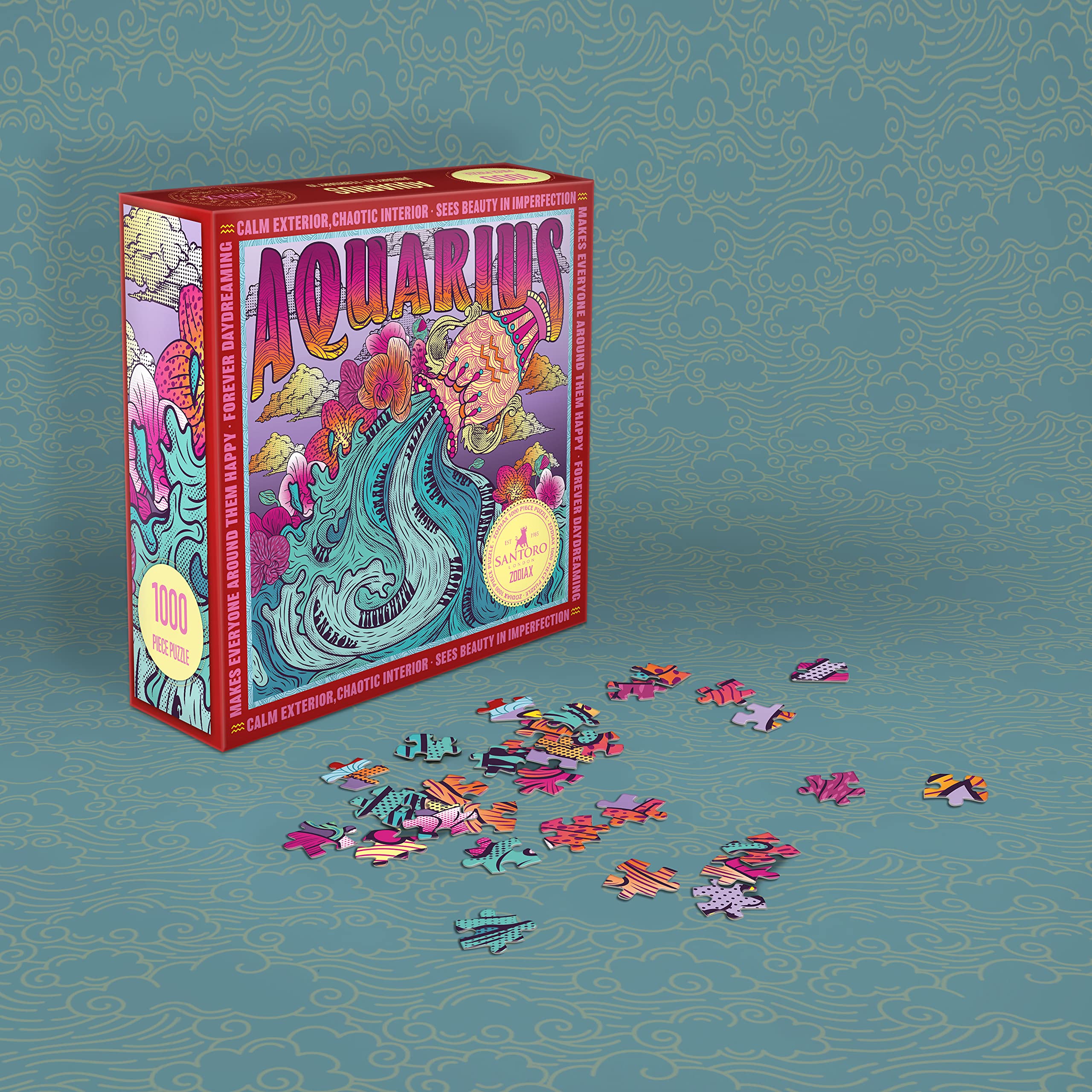 Santoro Zodiax - Puzzle da 1000 pezzi, Acquario, divertente regalo di compleanno per bambini, adulti, regalo astrologico per donne e uomini, puzzle con oroscopo zodiacale