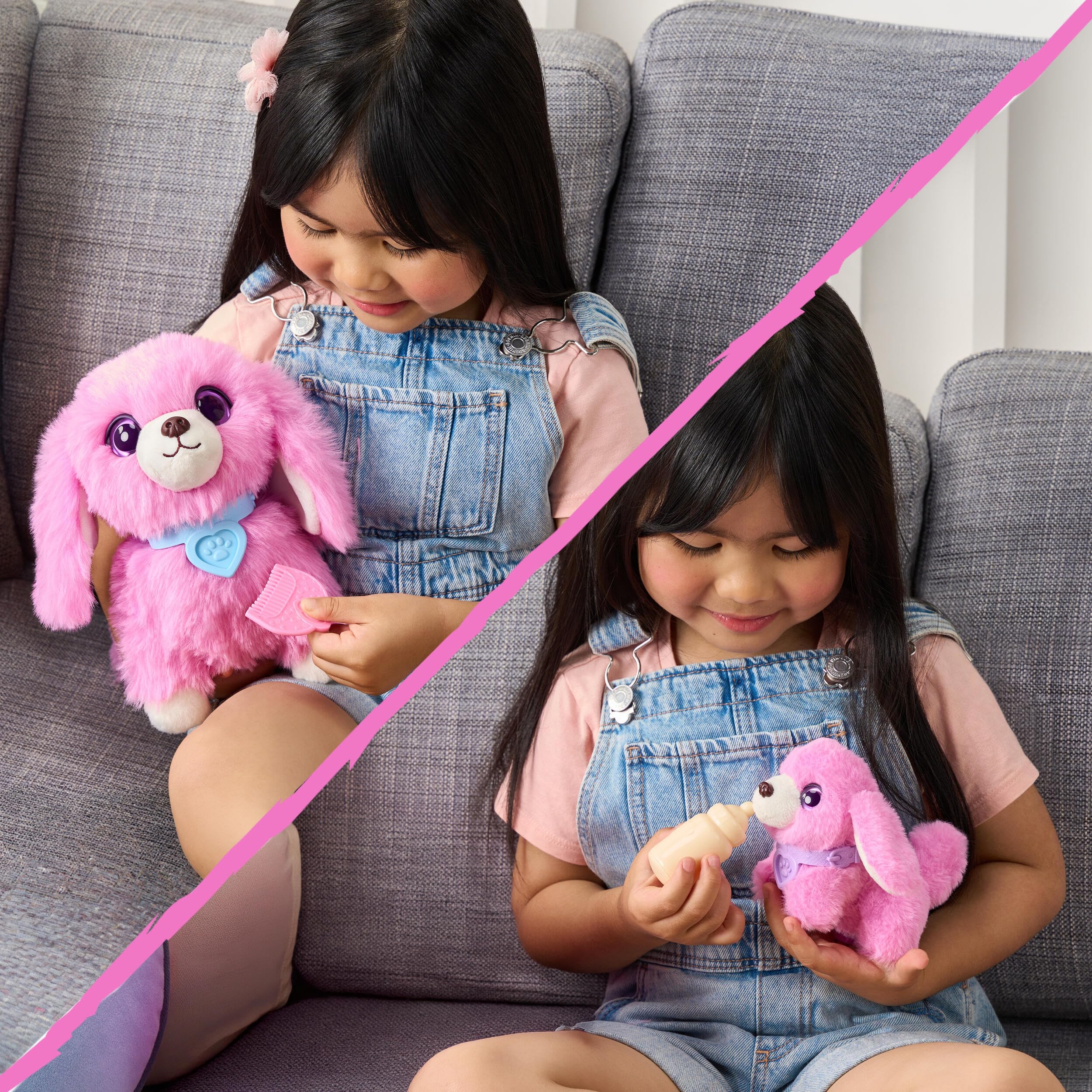 ScruffaLuvs Maman et bébé - Teckel - Peluches mystère, Lave et découvre Une Famille de teckels, 1 Chance sur 10 de trouver des Jumeaux - 4 Accessoires et Caisse de Transport Deluxe de 25 cm
