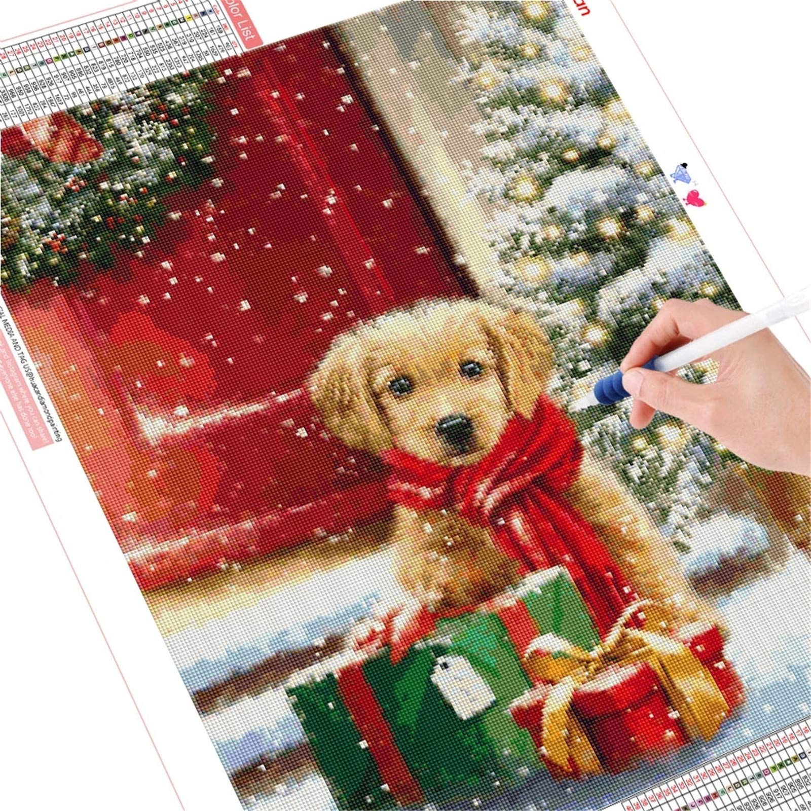 MXJSUA Diamond Painting Kit Completo, DIY Cane Bassotto Diamantini Strass Ricamo a Punto per Adulti Decorazione Casa, Kit per Pittura Diamante Mosaico Fai Da Te 5D, 30x40cm