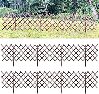 ShopLaLa Garden Fence (4 Pack, Total 24ft (L)) Wooden Lattice Panels for Outside Flower Edging Landscape Patio Outdoor Decor, Expandable Wood Plant Trellis Fences and Gates, Animal Barrier for Dogs