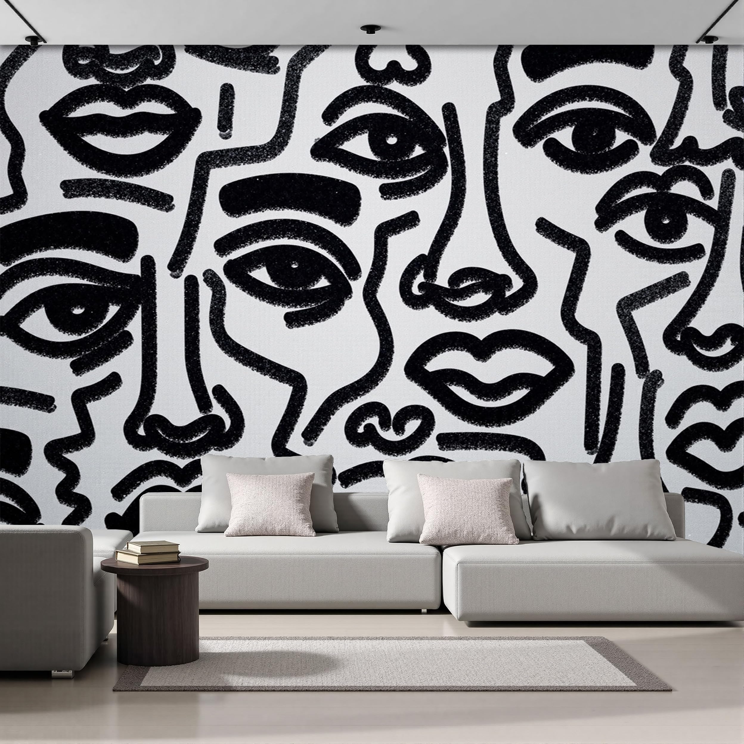 Papier peint 3D lignes abstraites pour habiller et moderniser un grand mur blanc vide