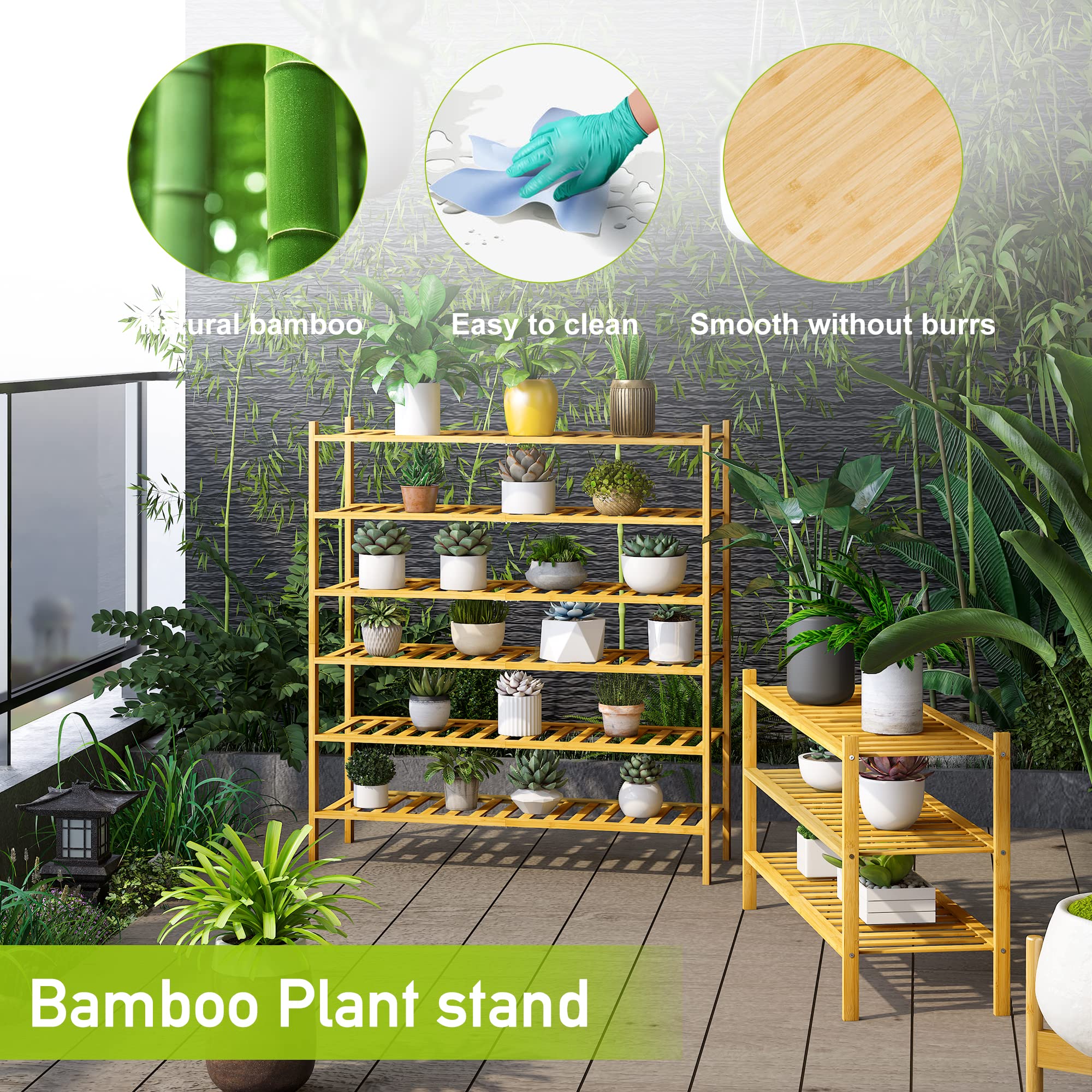 BMOSU Bamboo Shoe Rack for Entryway Stackable Shoe Shelf Premium Storage Organizer for Hallway Closet Living Room Bedroom Organizer(Natural , 3-Tier L-33.3")