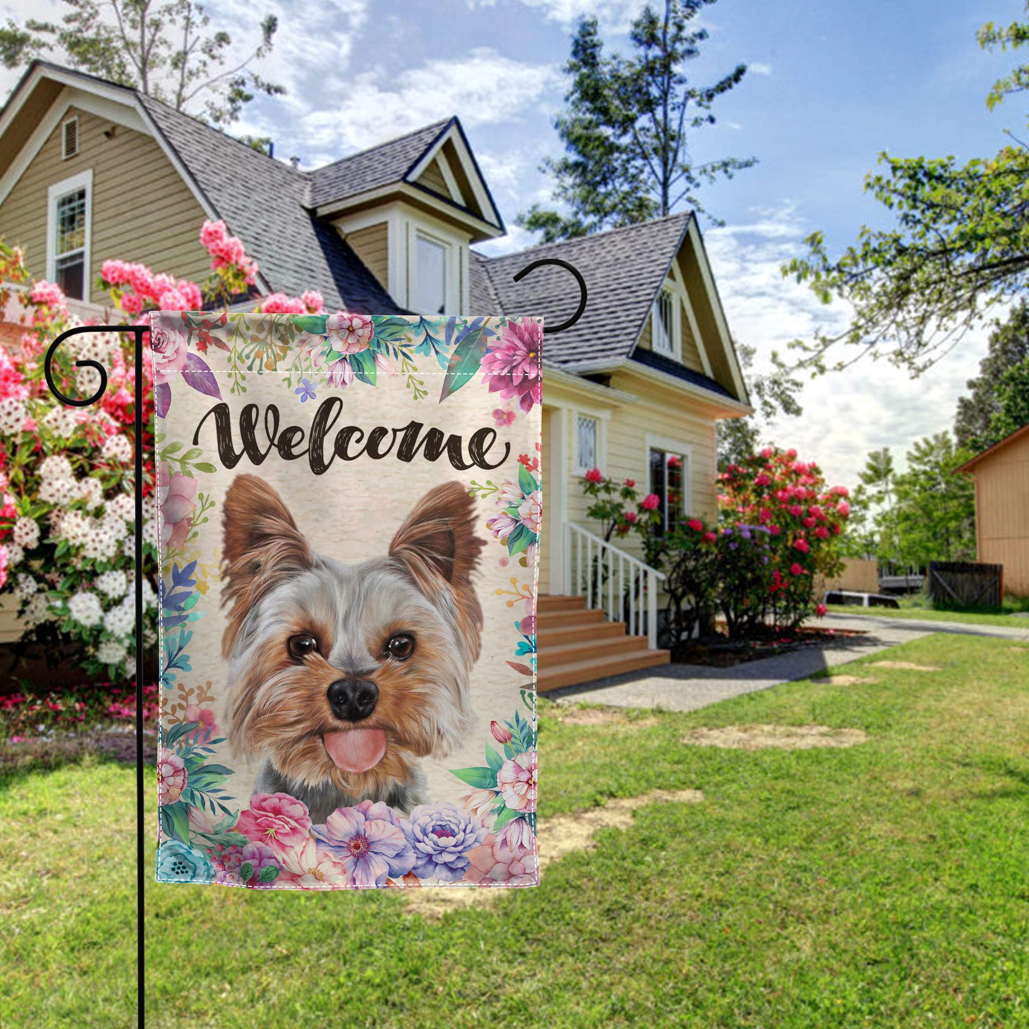 Starlit Patio Patriotische Gartenflagge – Yorkie Hund In US-Flagge, 30,5x45,7 Cm, Doppelseitig, Wetterfest