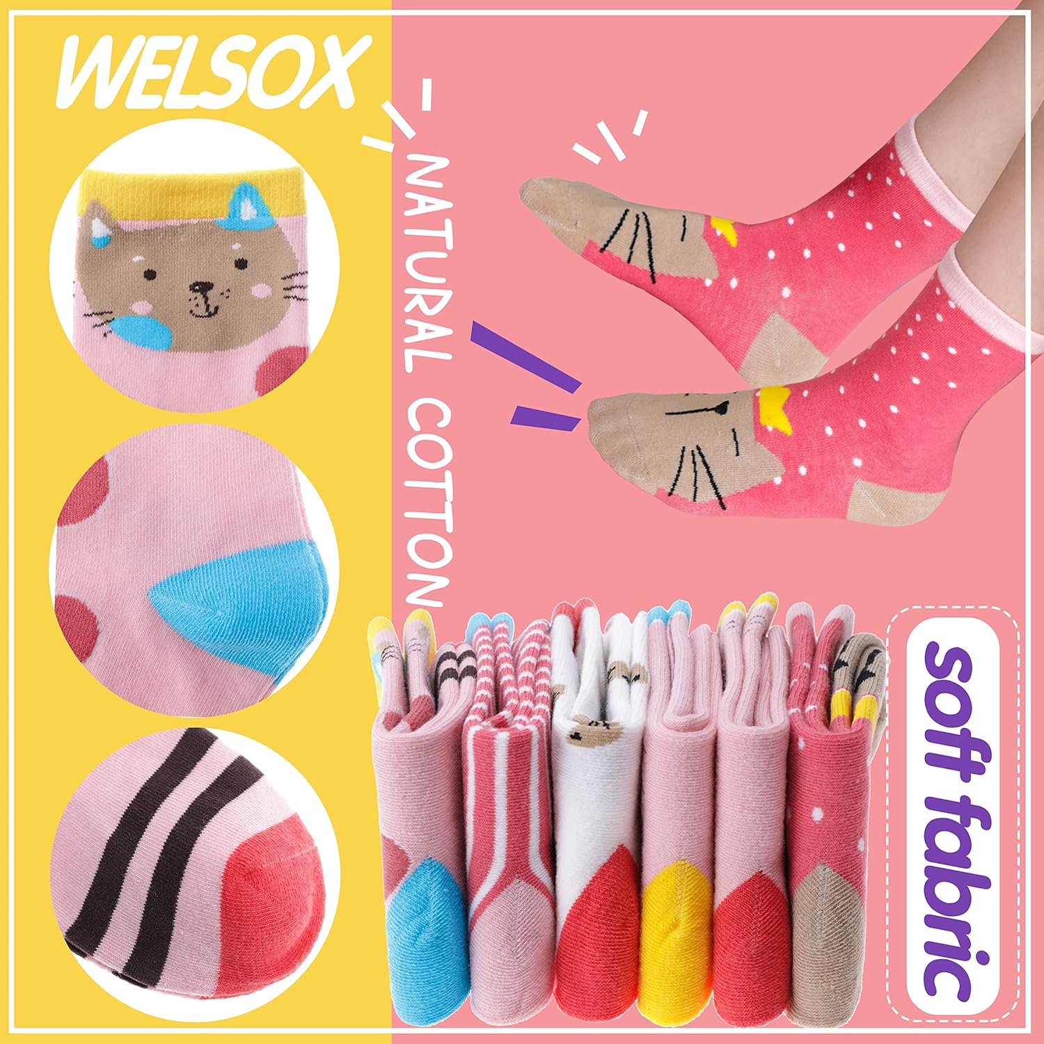 Unicorn Socks Gifts for Girls kids Cute Animal Fun Crew Fashion Funny Novelty Soft Cotton Socks 6 Pairs - Image 3