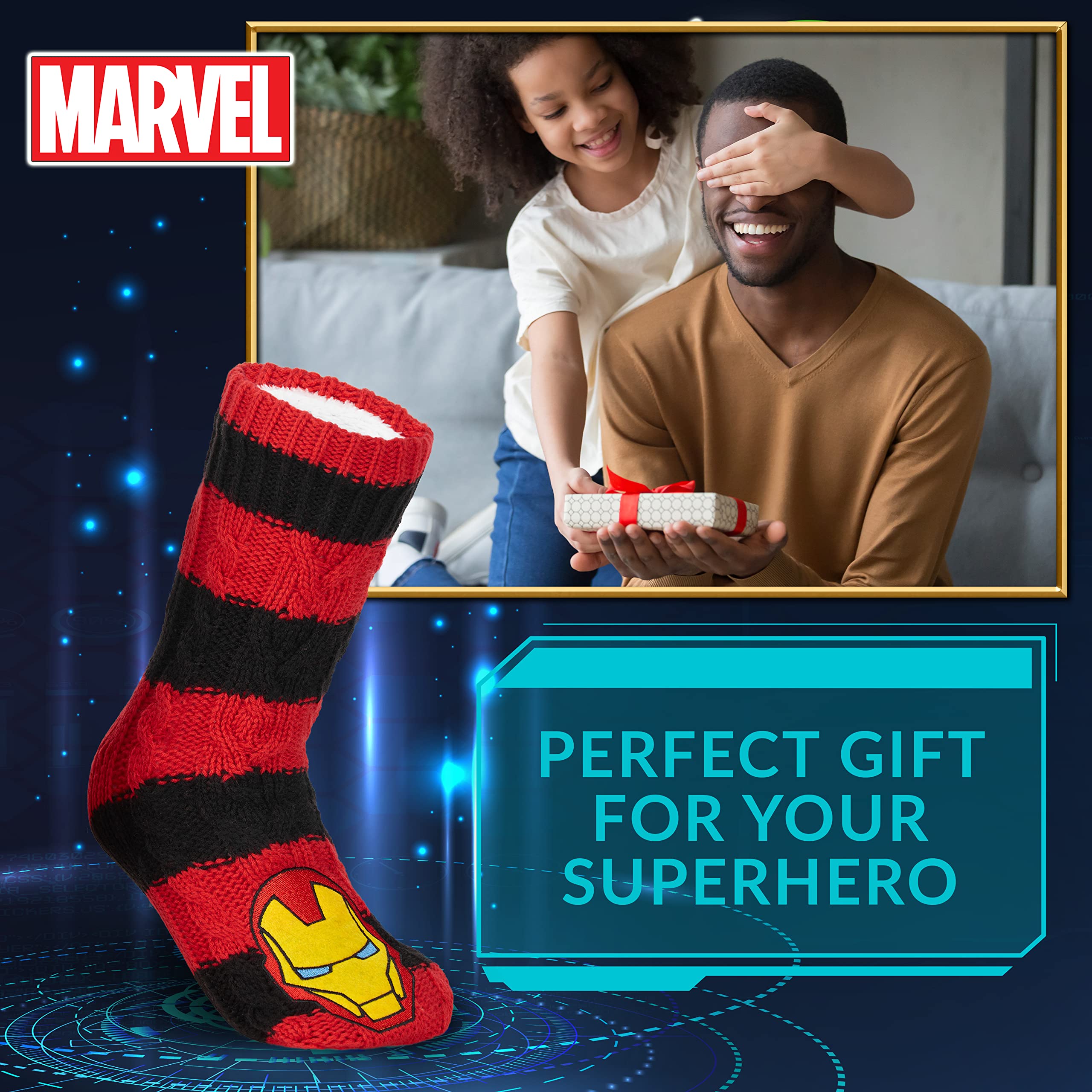 Marvel Calze Uomo Supereroi, Calzini Antiscivolo Uomo a Pantofola