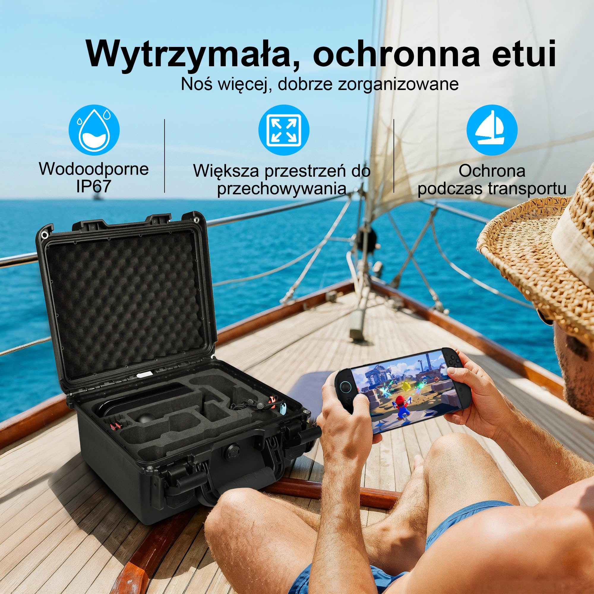 Lekufee Wodoodporna twarda walizka do Nintendo Switch 2, stacją dokującą, kontrolerem Switch 2 Pro, kamerą Switch 2, kartridżami do gier (8 sztuk) oraz innymi akcesoriami (tylko torba i futerał)