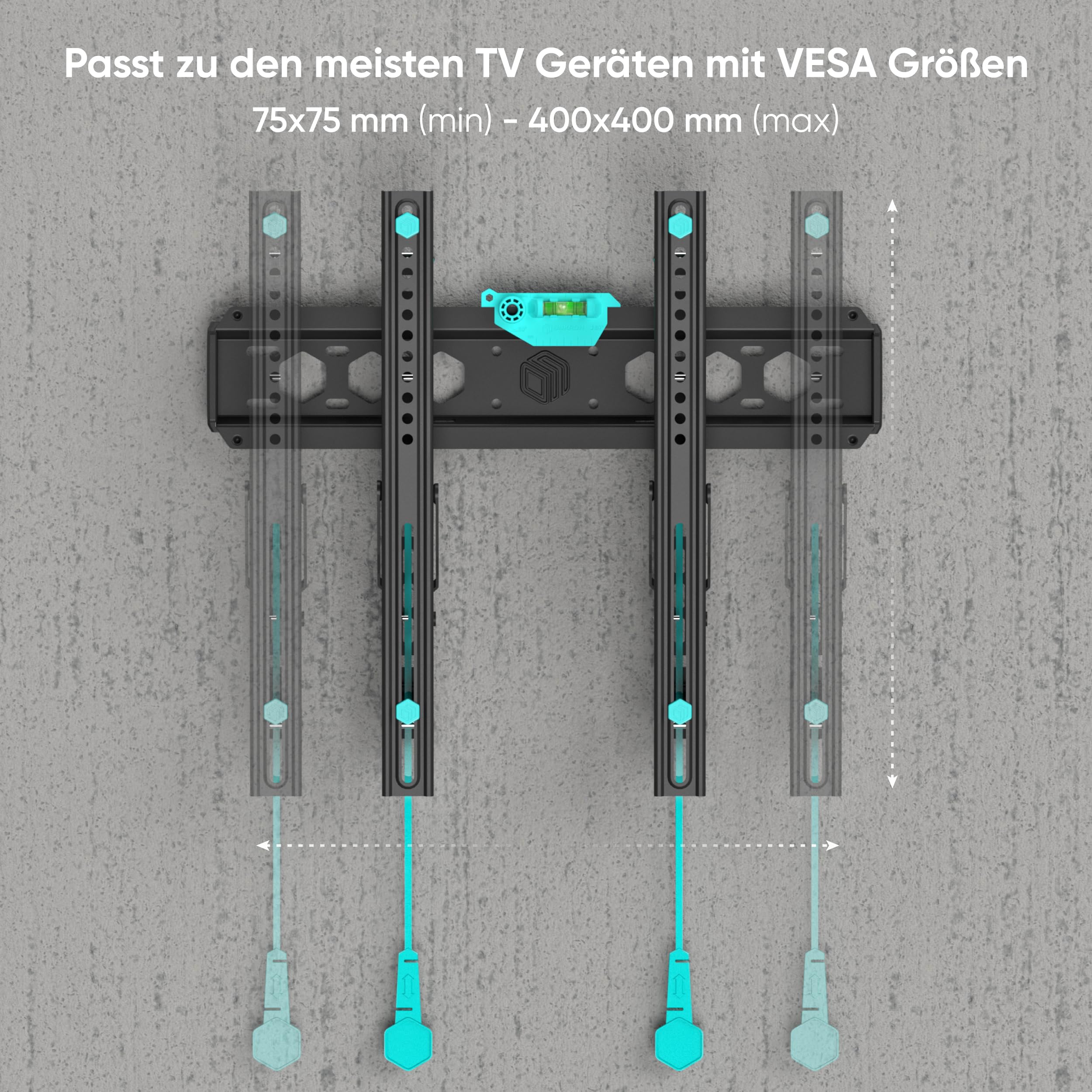 ONKRON TV Wandhalterung neigbar für 32-70 Zoll Fernseher bis zu 60 kg, neigbare Wandhalterung Fernseher, Fernsehhalterung VESA 75x75-400x400, Ultra Slim TV Halterung flach Schwarz TM5-B