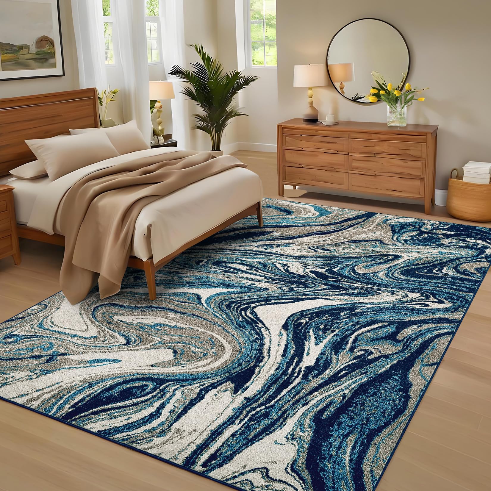 Tapis résistant aux taches COZYLOOM moderne, la solution pliable et lavable pour salon et bureau