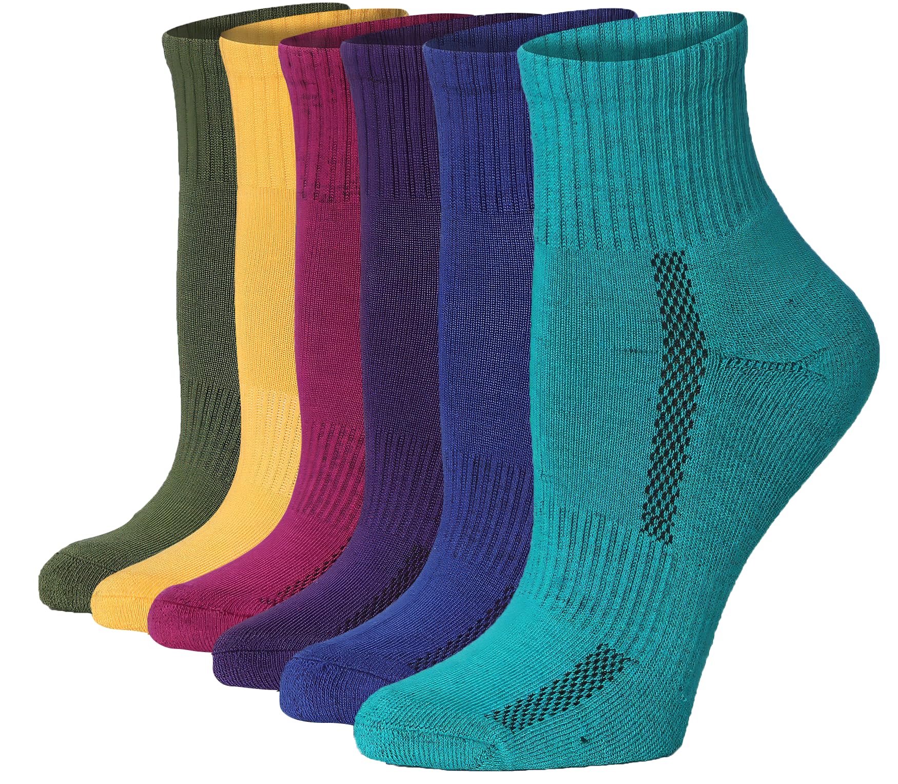 Tipi Toe Womens Quarter Cushioned Breathable Athletic Arch Support Socks