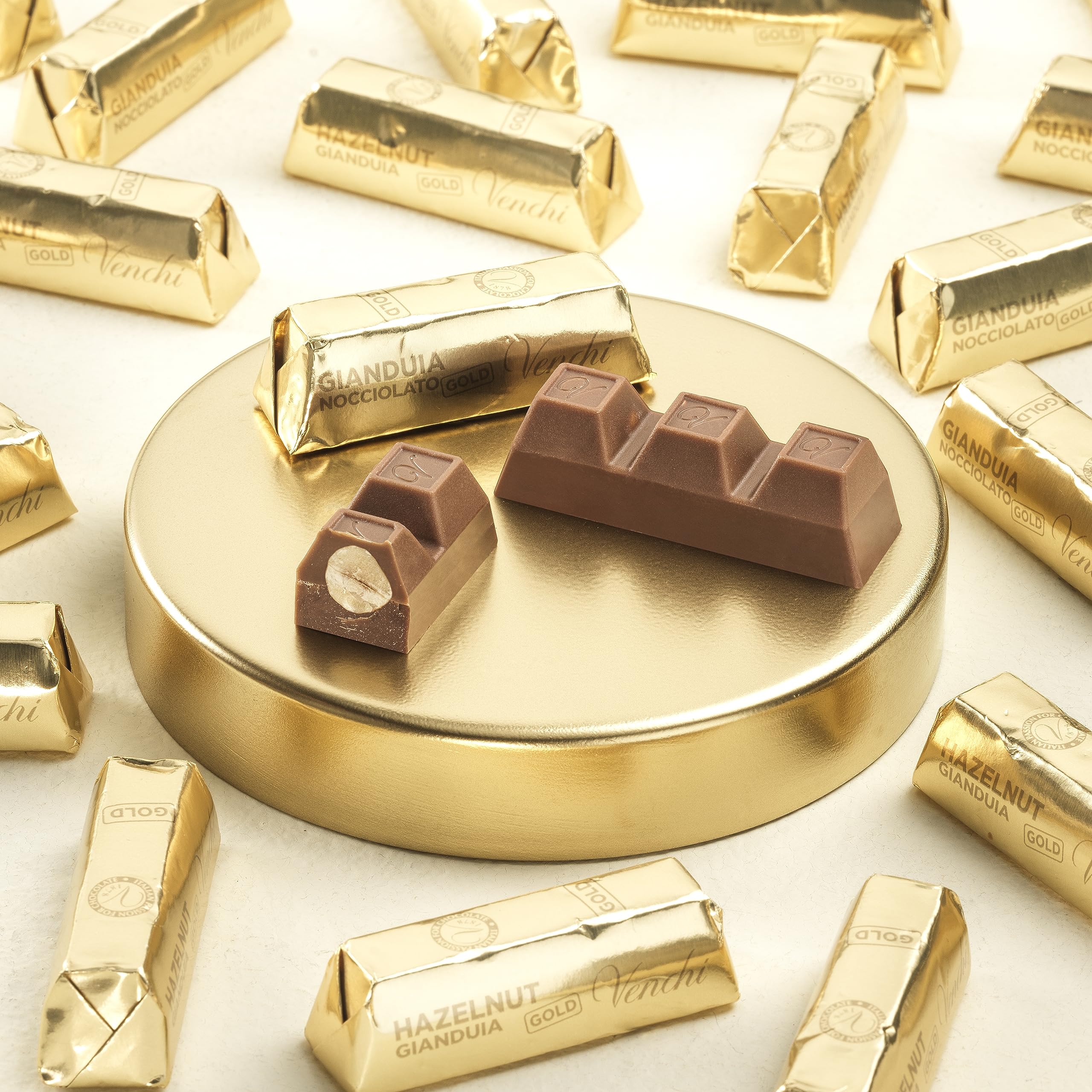 Venchi - Lingottino Nocciolato Gianduia - Cioccolatino con Nocciole Piemonte IGP intere, 1 kg - Senza Glutine