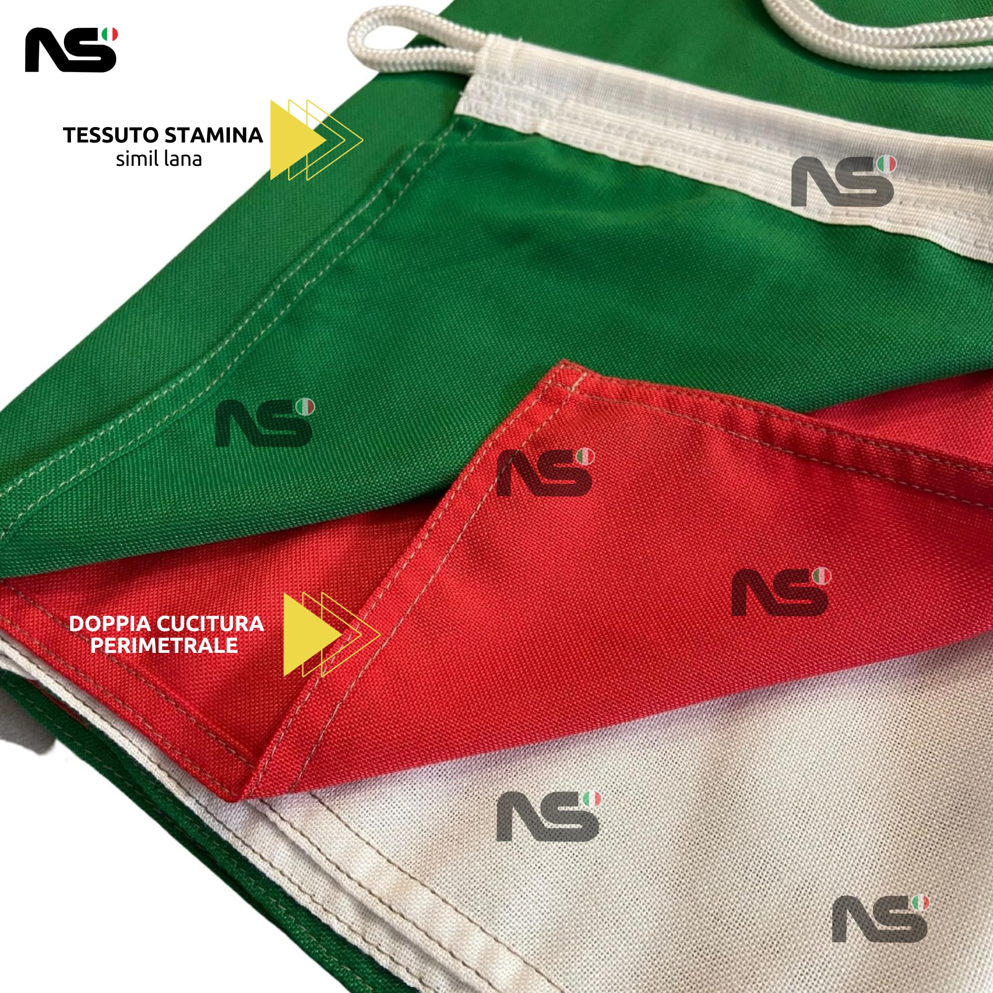 NS BANDIERE Bandiera Marina Mercantile Italiana da Barca cm70x100 in Tessuto Stamina di 220gr. m²