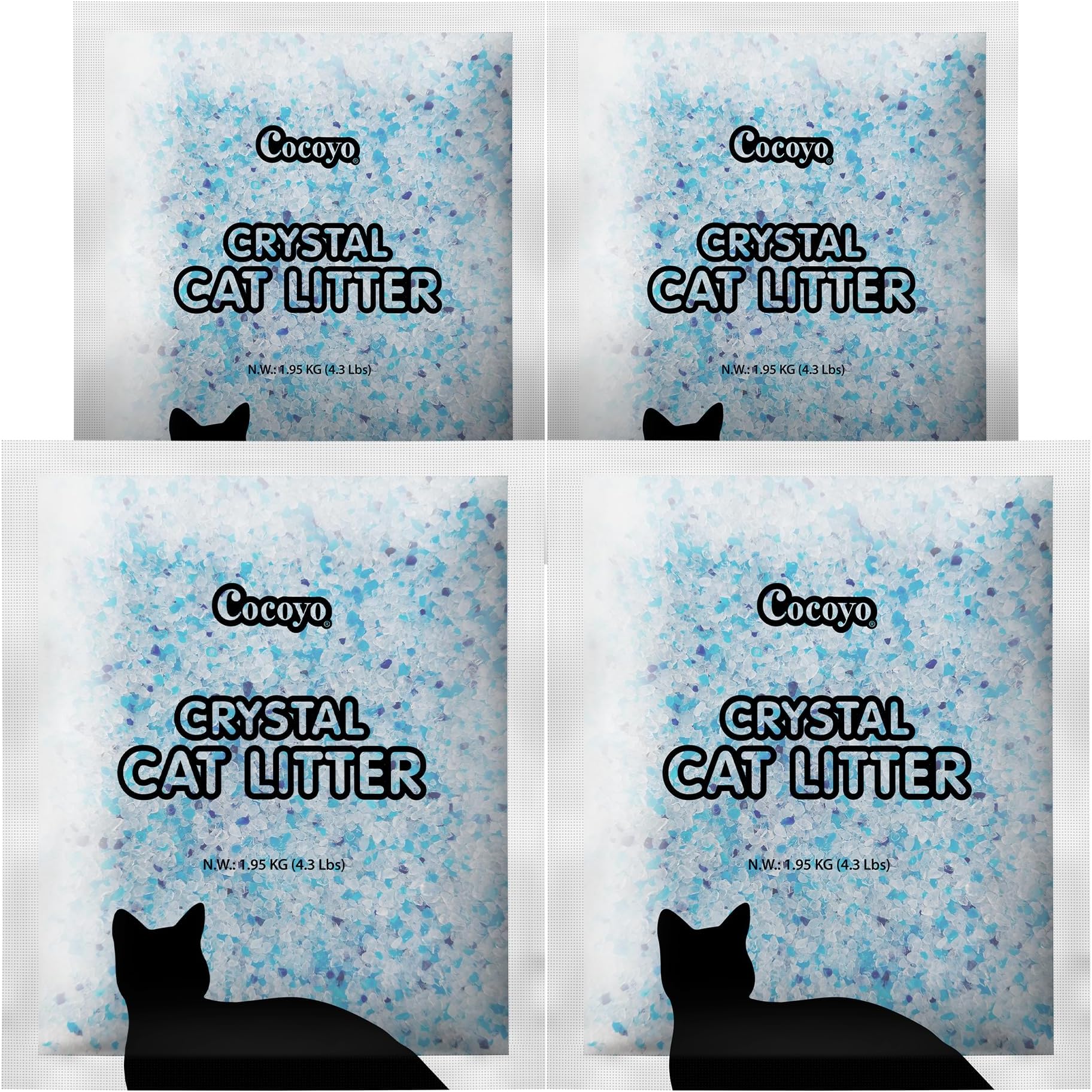 Crystal Cat Litter I Silica Gel Cat Litter,17.2 Lbs Value Pack (4.3 Lbs x 4)