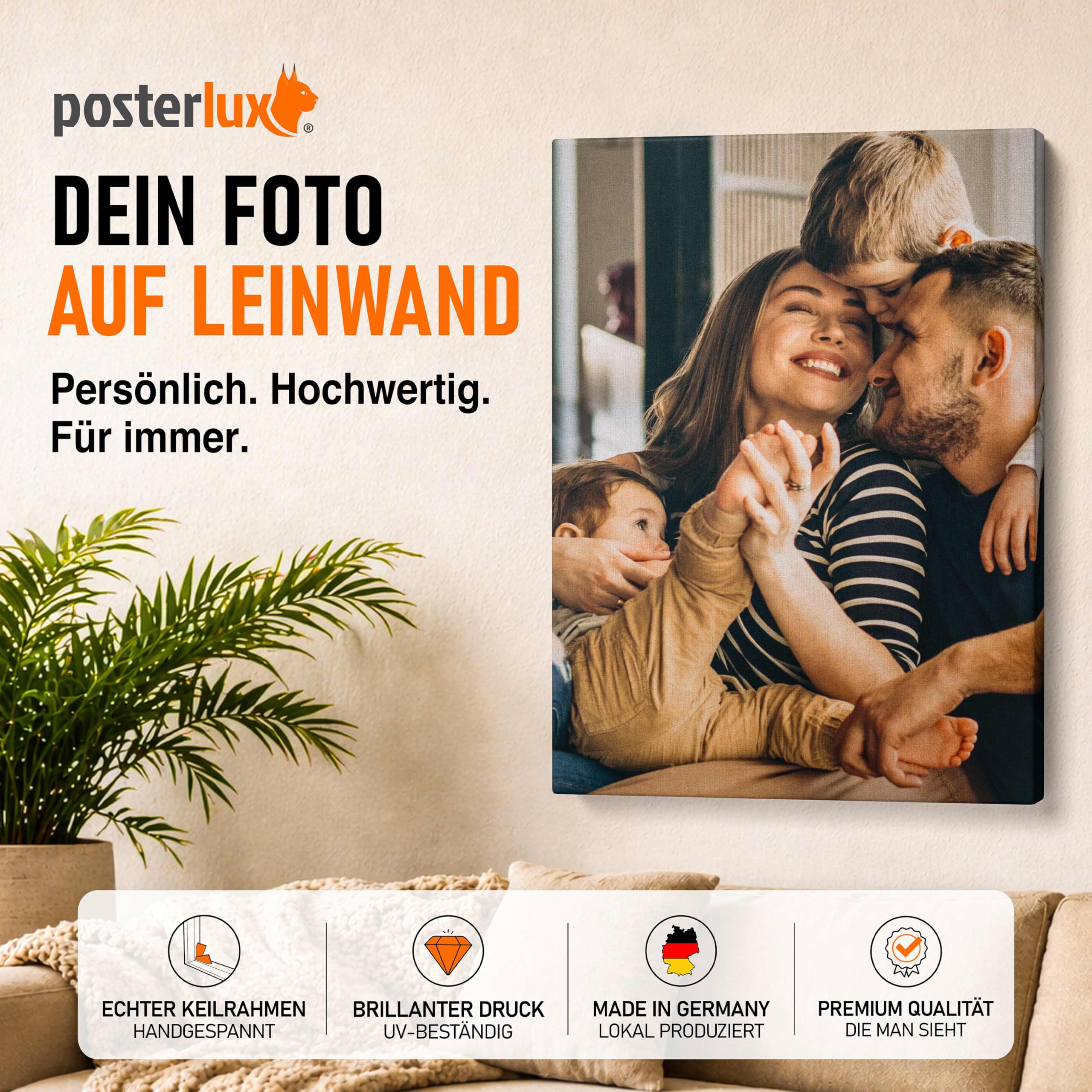 posterlux Bild auf Leinwand eigene Fotos - Sofort Upload 40x50 cm