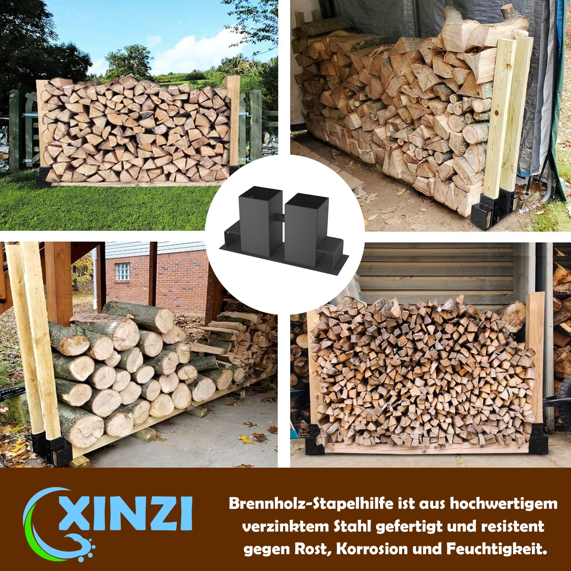 XINZI 12er Set Holzstapelhilfe Stabile Metall Brennholz Stapelhilfe Holzwiegen für Hilfskonstruktion von Brennholzregalen Kaminholz Holzstapelhalter für Holzlagerung & -verwaltung im Außenbereich