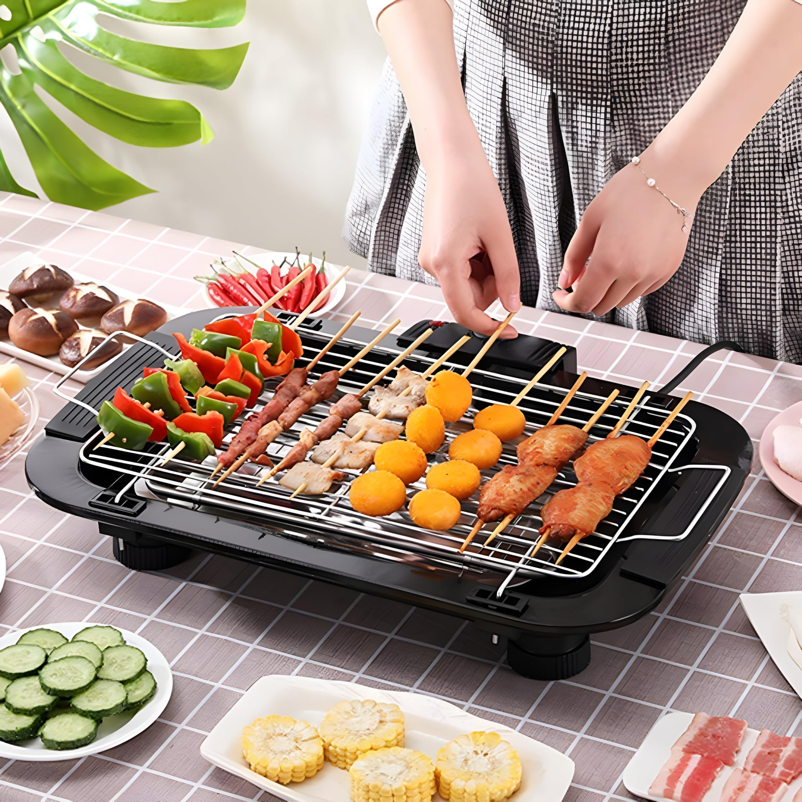 Electric Barbecue Grill - Compact and Portable Indoor Electric BBQ Grill, Smokeless and High-Performance for Small Spaces, Apartments, and Outdoor Use with Adjustable Temperature Control-image-25