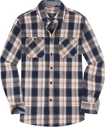 Alex Vando Mens Button Down Shirts Regular Fit Long Sleeve Casual Plaid Flannel Shirt