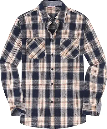 Alex Vando Mens Button Down Shirts Regular Fit Long Sleeve Casual Plaid Flannel Shirt