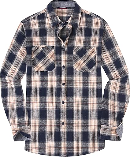 Alex Vando Mens Button Down Shirts Regular Fit Long Sleeve Casual Plaid Flannel Shirt