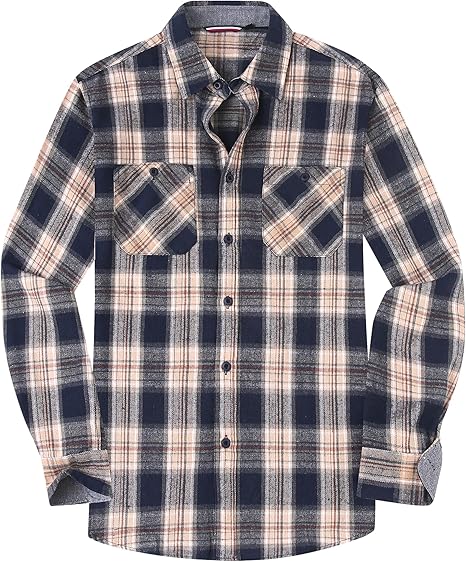 Alex Vando Mens Button Down Shirts Regular Fit Long Sleeve Casual Plaid Flannel Shirt