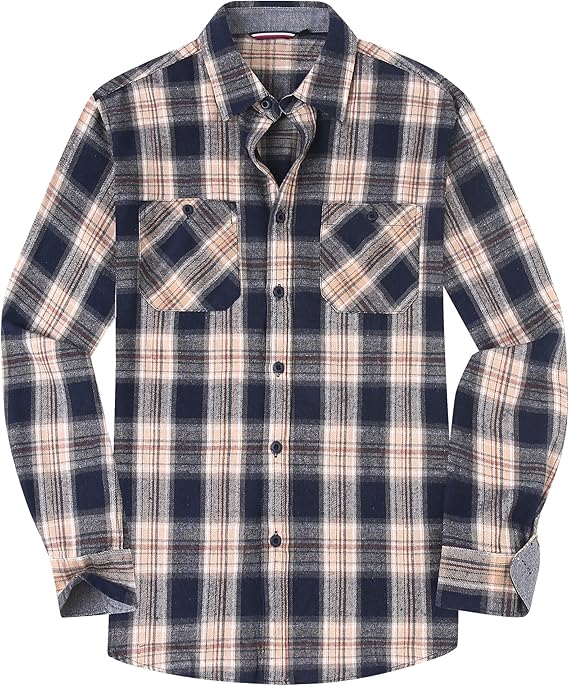 Alex Vando Mens Button Down Shirts Regular Fit Long Sleeve Casual Plaid Flannel Shirt