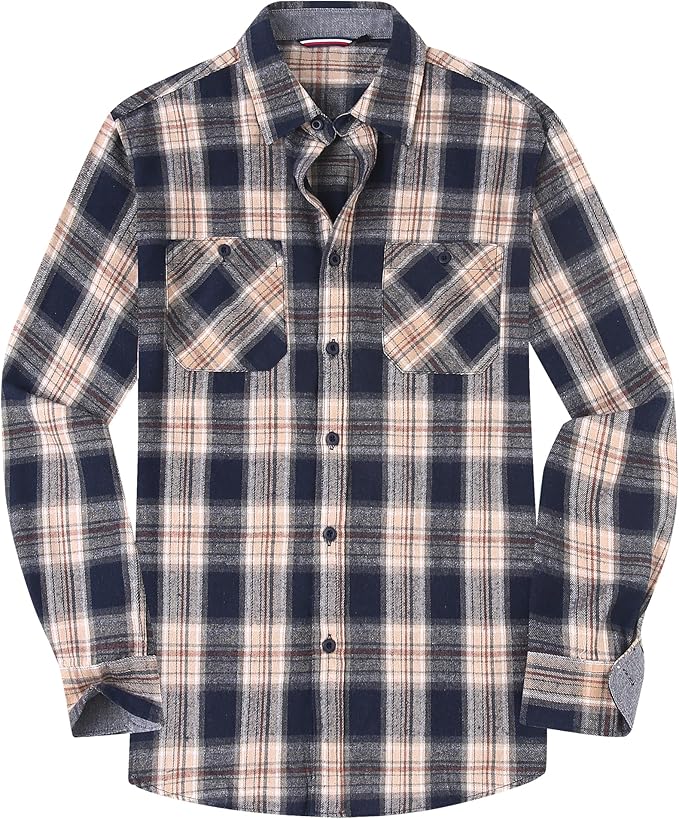 Alex Vando Mens Button Down Shirts Regular Fit Long Sleeve Casual Plaid Flannel Shirt