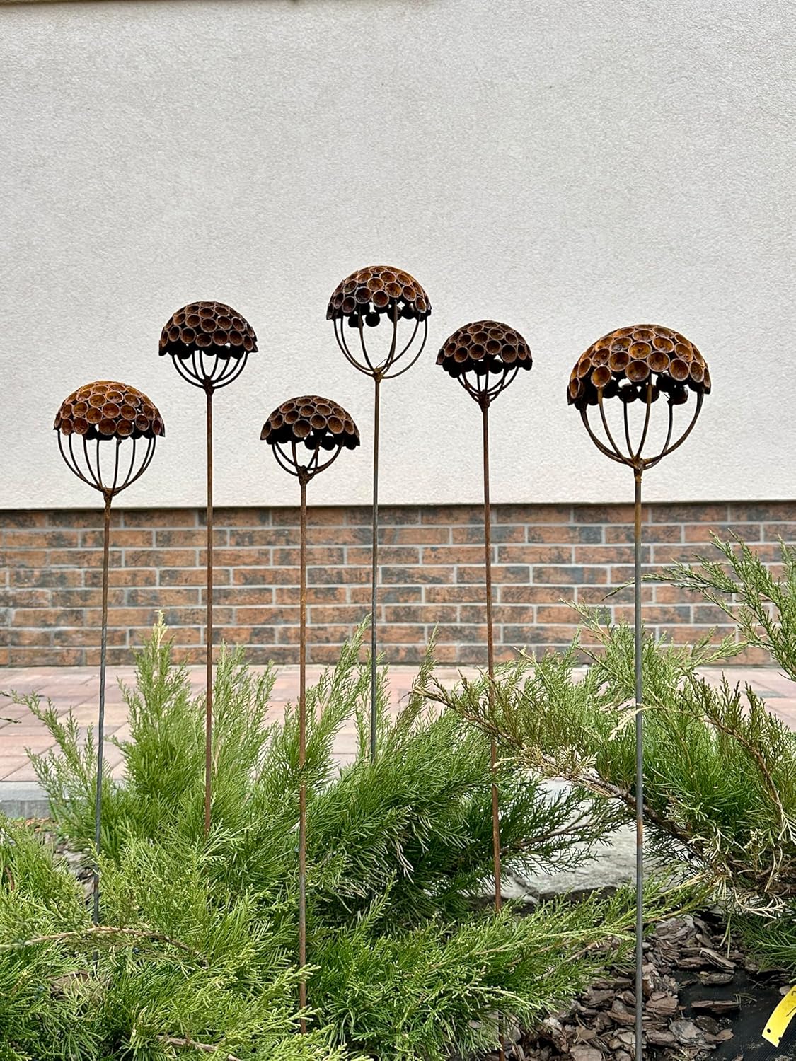 Set of 6 Rustic Metal Exotic Flowers – Handmade Garden Decor, Unique Landscaping Art, Bee & Butterfly Friendly