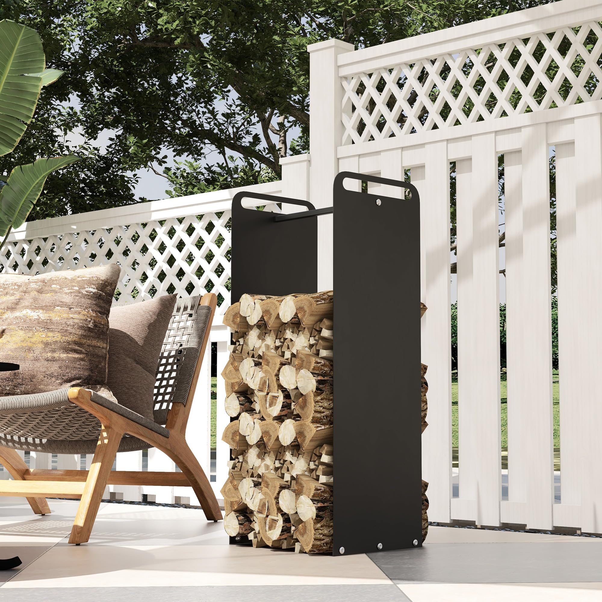 Porte-bûches En Métal Outsunny, Support Robuste Pour Bois De Chauffage