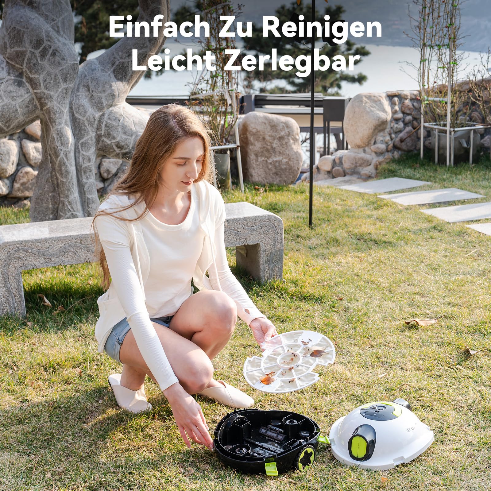 Y10 Poolroboter, Poolroboter Akku für die Bodenreinigung, 100 Min Batterielaufzeit, für Pools bis zu 120㎡, Automatische Poolsauger mit Selbsteinparkfunktion 180 μm Filter (Weiß)
