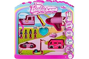 Barbie Mini Barbieland 4-Pack Dolls with Iconic Vehicles Playset