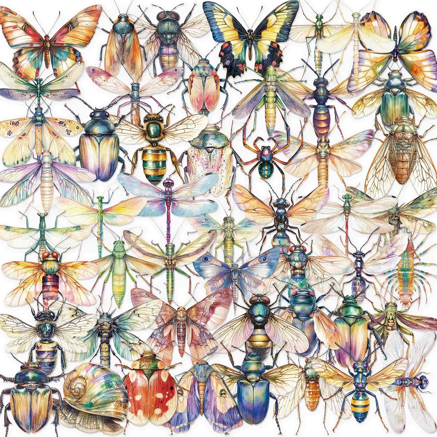 50 Stück Insekten Aufkleber Insect Sticker Set Transparent Wasserdichte Vinyl Sticker für Laptop Kinder Autos Motorrad Fahrrad Skateboard Gepäck Koffer Computer Aufkleber Graffiti Decal