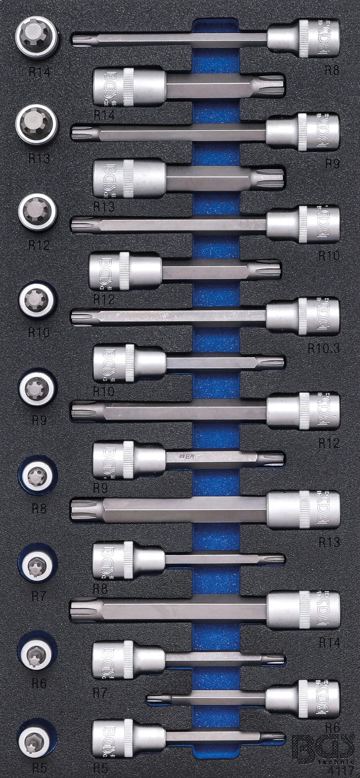 Bgs Multicoloured 4117 | Tool Tray 1/3: Bit Socket Set | 12.5 Mm (1/2") | Spline (For Ribe) | 25 Pcs.