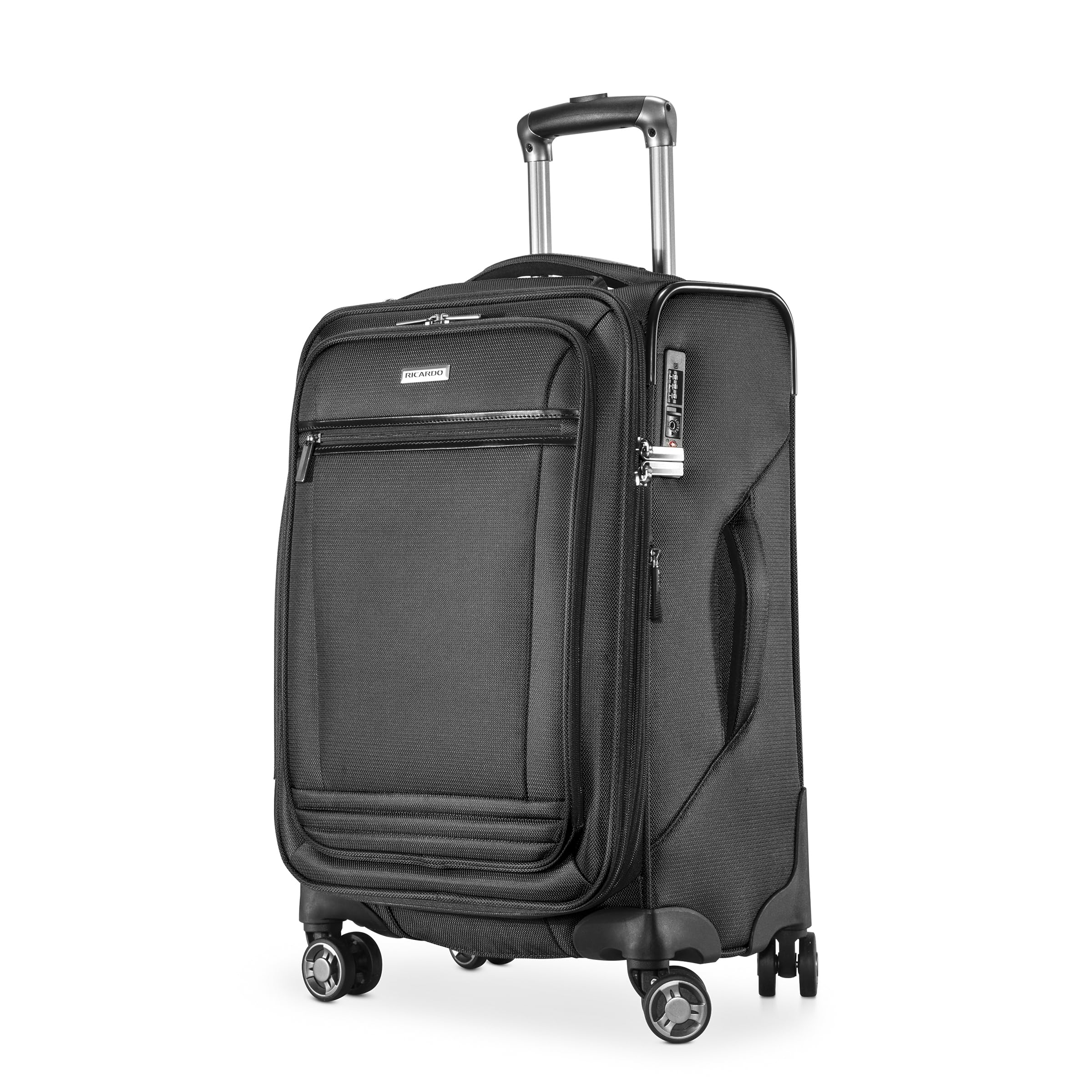 Ricardo Beverly Hills Avalon Softside Luggage Made with Sustainable 100% Recycled PET (rPET), Lightweight, Eco-Friendly Travel, Expandable, Dual Spinner Wheels, Black, 20-inch