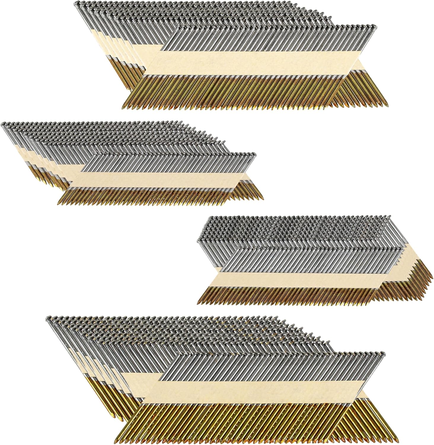 34 Degree Framing Nails D Head Nail Pack,1280Pcs(2.15"-320Pcs,2-1/2"-320Pcs,3"- 320Pcs, 3-1/2"-320Pcs,Smooth) 4 Sizes, Thickcoat Galvanized