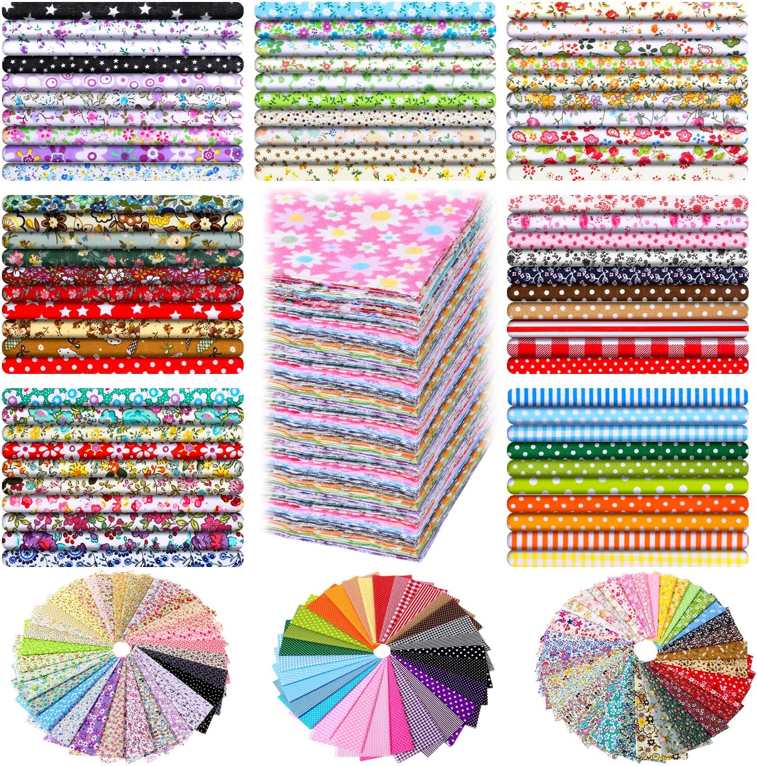 100 Pcs 10 x 10 Inches Cotton Fabric Squares Patchwork Quilting Fabric Floral Printed Bundles Layer Precut Quilt Material for DIY Craft Sewing Cloths Quilting Cloths Handmade Accessories