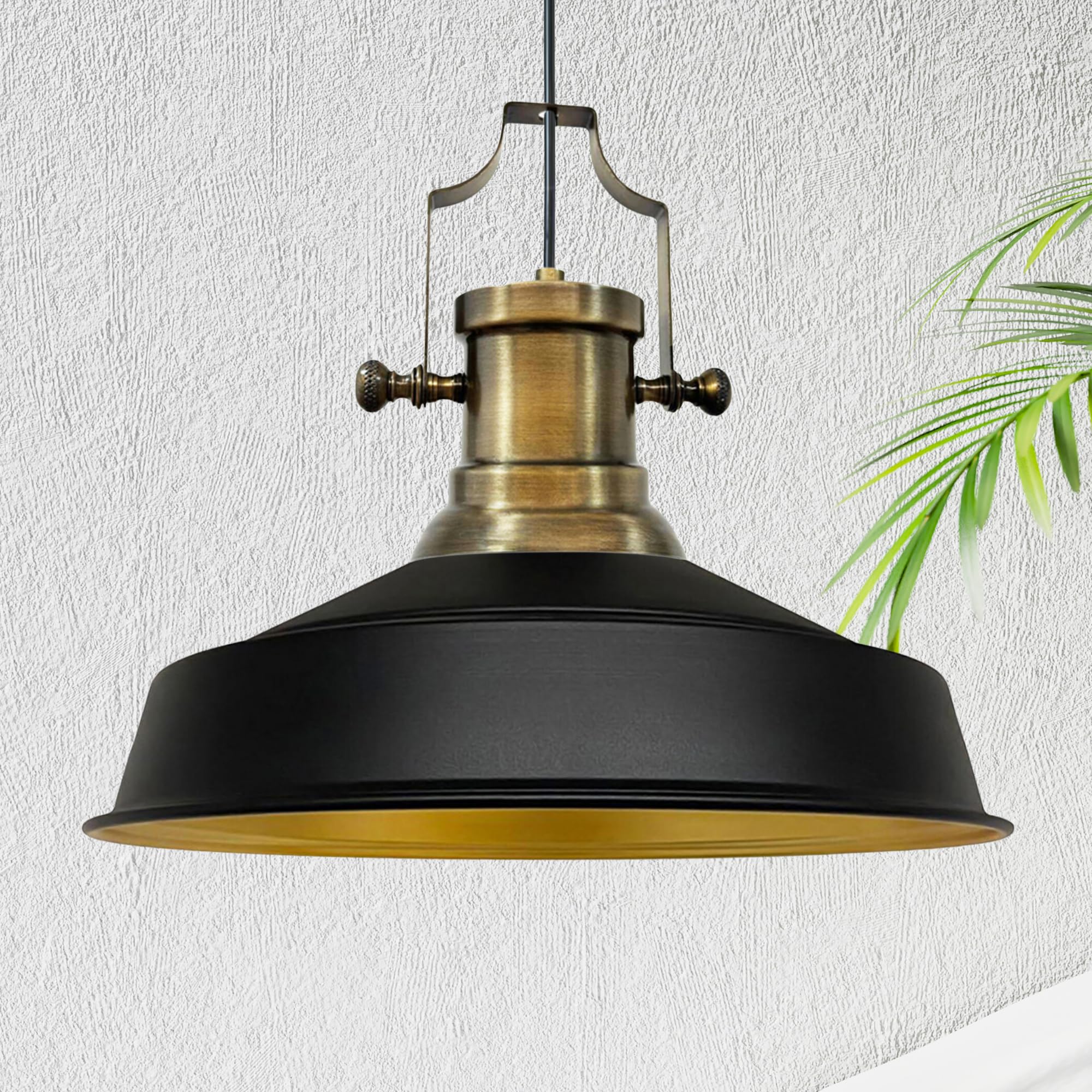 Bamyum Black Asletl Pendant Light Vintage Metal 40 Cm, Lamp Shades Ceiling, Kitchen Lights Ceiling E27, Industrial Lamp Shades Ceiling, Metal Pendant Light Fitting For Living Room,
