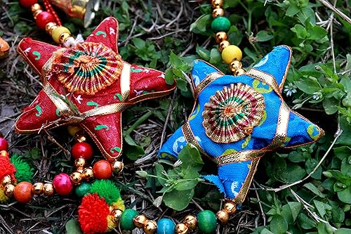 Miniatura 8 de Guirnalda india hecha a mano con capa colgante con campana decorativa para pared hecha a mano (1, estrellas)
