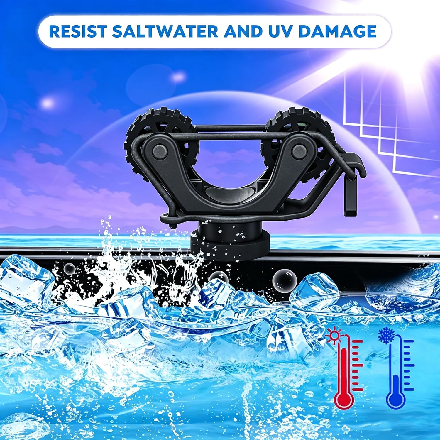 Kayak Paddle Holder, Tool-Free Install, Universal | Space-Saving Rail Rack with Rubber Rollers, Quick Release, Fits Most Kayak Tracks, Paddle, Fishing Net & Poles, 2 PCS