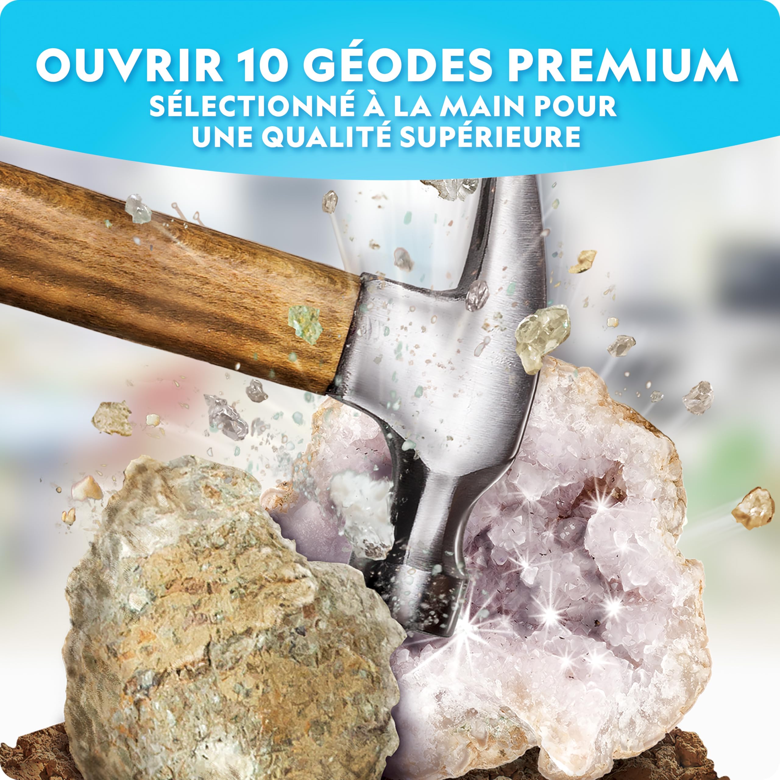 National Geographic Kit Scientifique CTIM 10 Géodes à Casser avec Lunettes Supports Cadeau Géologie Enfants