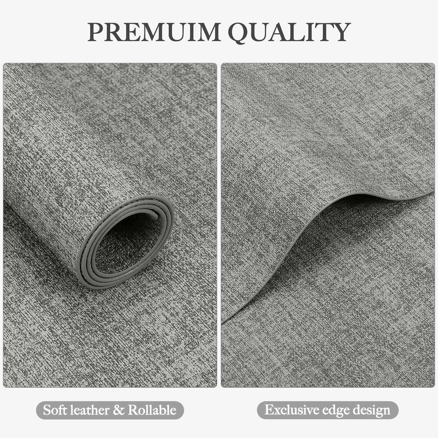 Faux Leather Heat Resistant Placemats Set of 6 – Waterproof Oilproof Wipeable Dining PU Place Mat Easy Clean Table Mats for Kitchen/Dining/Party/Holiday, Light Grey
