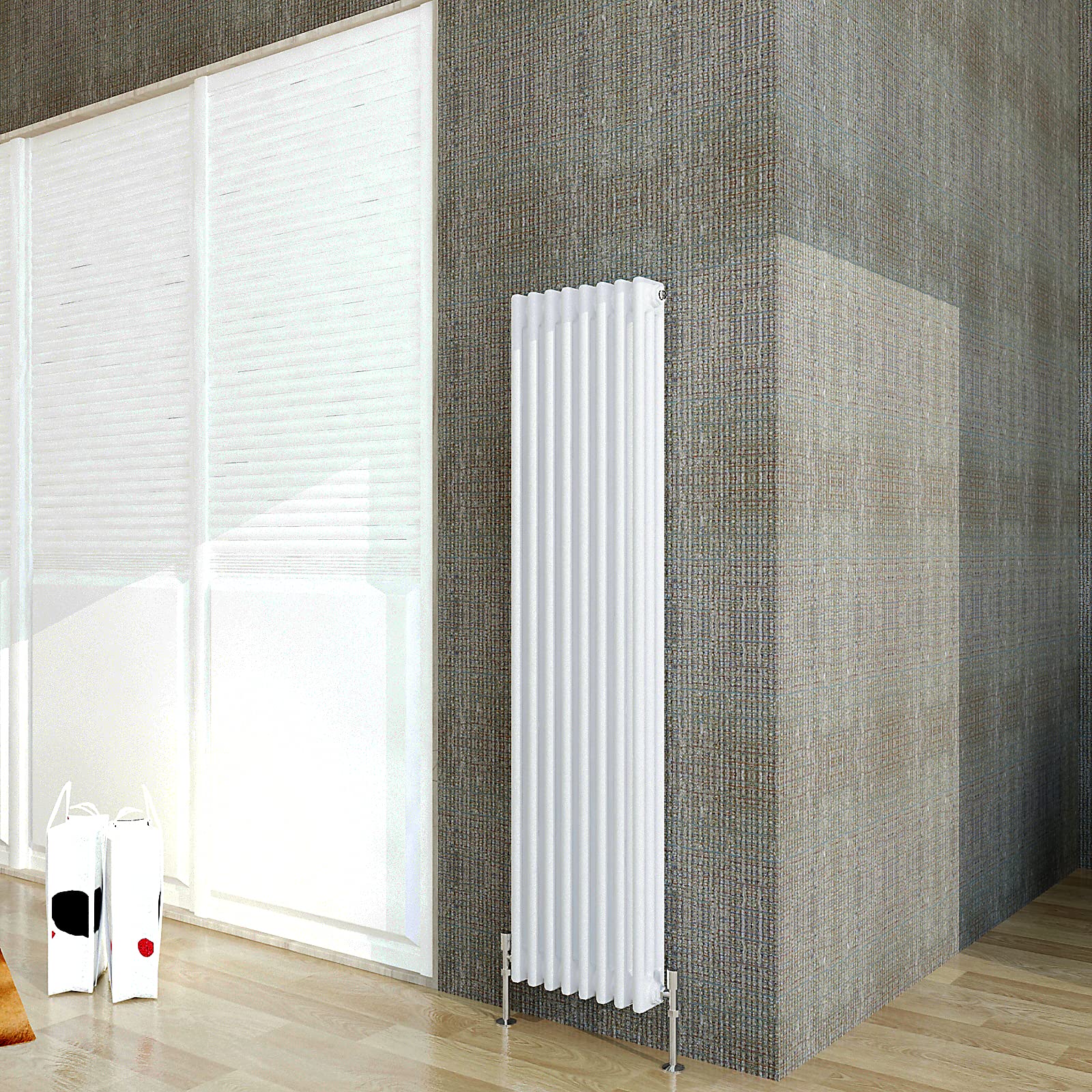 Acezanble∣3 Column Radiator, Vertical 1500mm White Tall Traditional Cast Iron Style Radiators Windows Hallyway — image 1