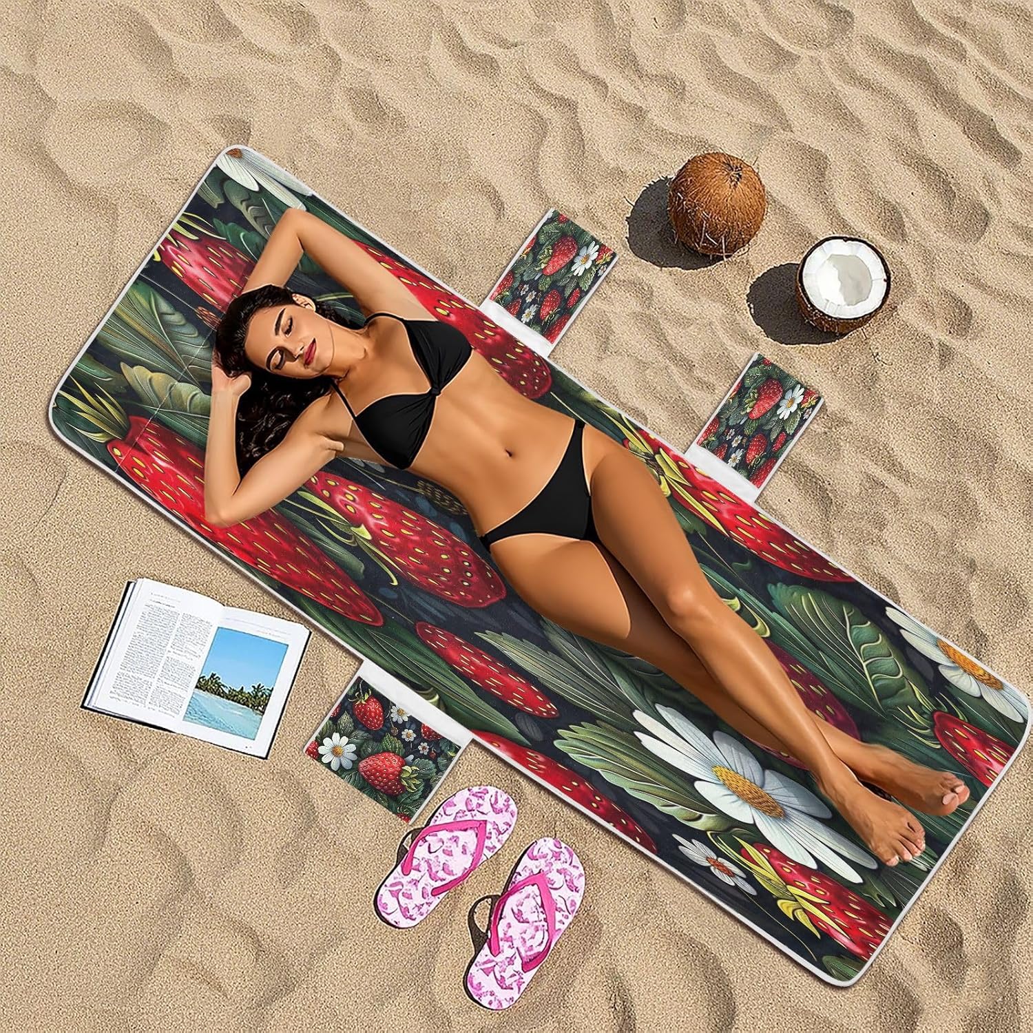 FRMG Fruit Strawberry Patio Chaise Lounge Covers Beach Chair Cover Beach Chair towel lounge chair towel cover A0900046a