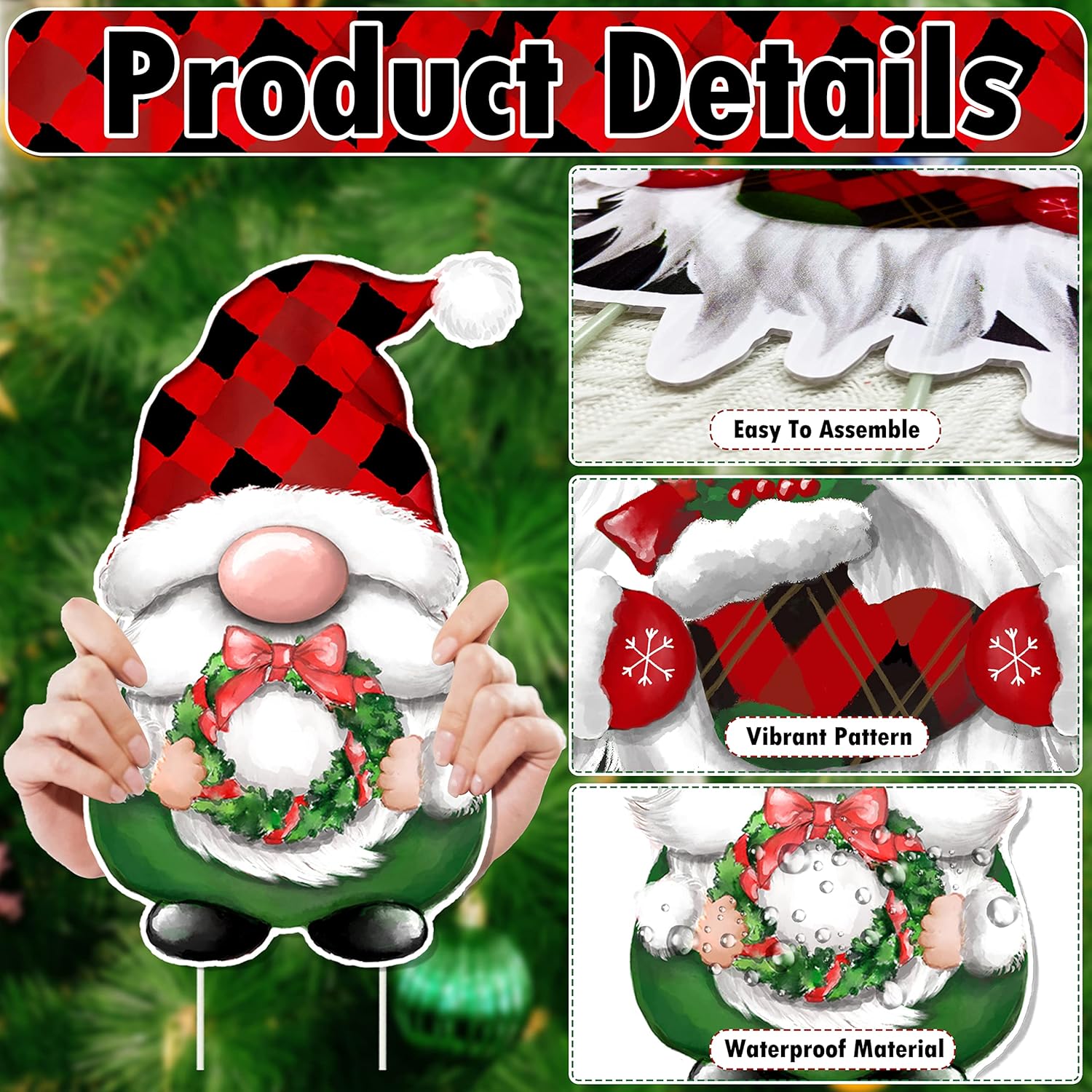 TREWAVE Christmas Gnome Yard Signs 8 PCS, Props Stakes, Outdoor Lawn Decorations, Winter Home Pathway Walkway Decor