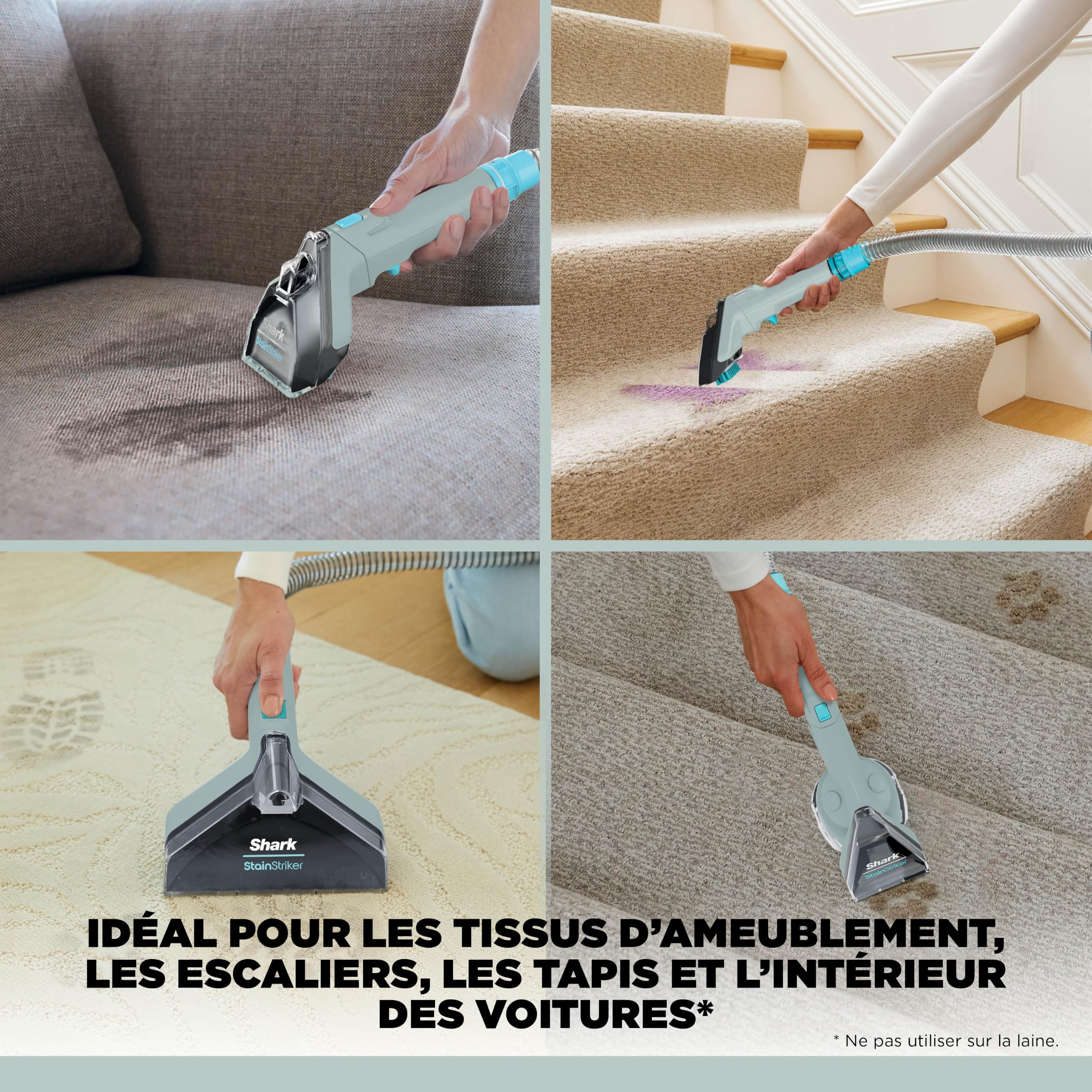 Shark StainStriker Nettoyeur tâches 5 accessoires, pour animaux, suceur plat et tuyaux, 2 formules de nettoyage CarpetXpert (946 ml) & StainStriker (474 ml) pour enlever les taches, Gris, PX200EUCP