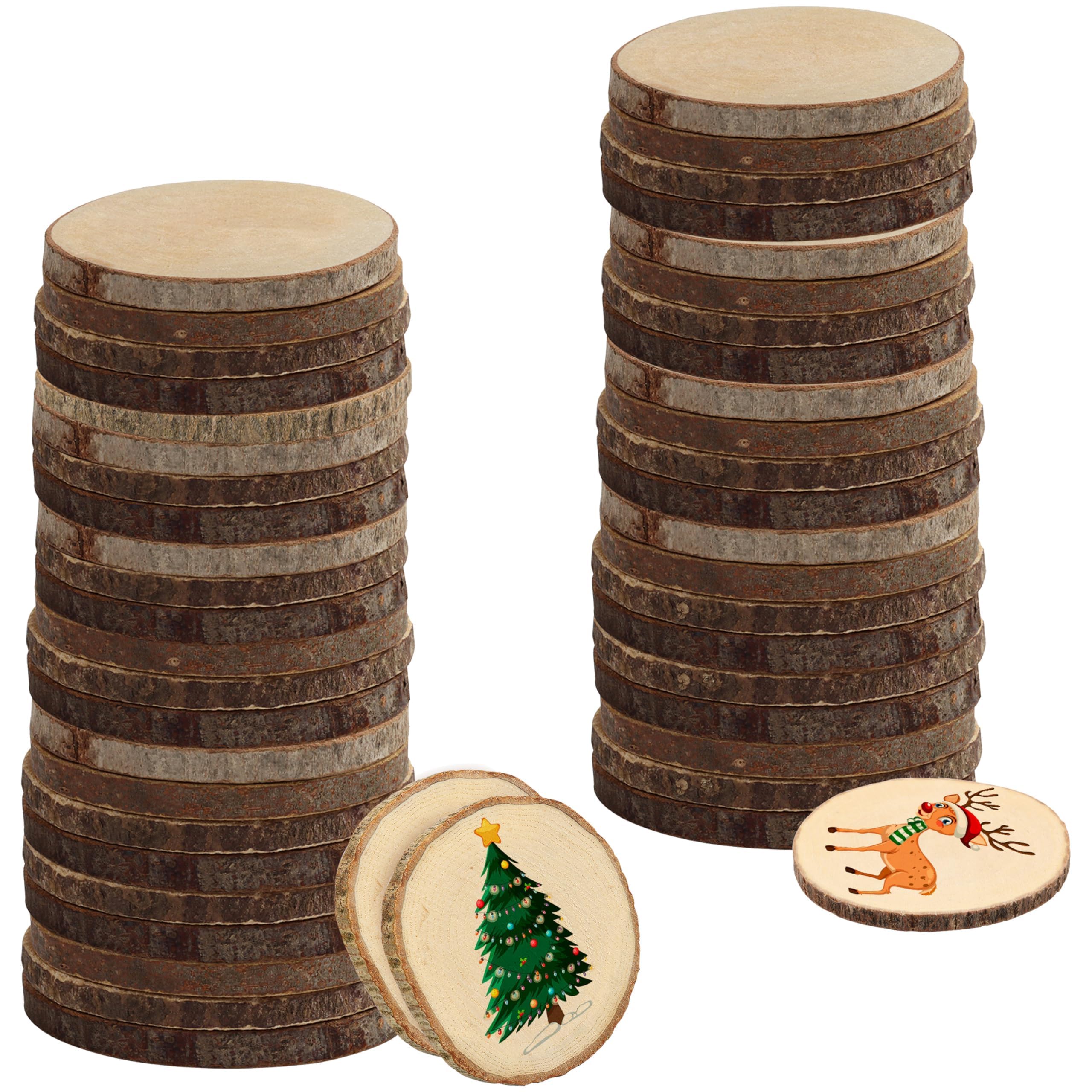Dreamtop Dischetti Legno Grezzo - 100 Fette di Legno Naturali con Foro
