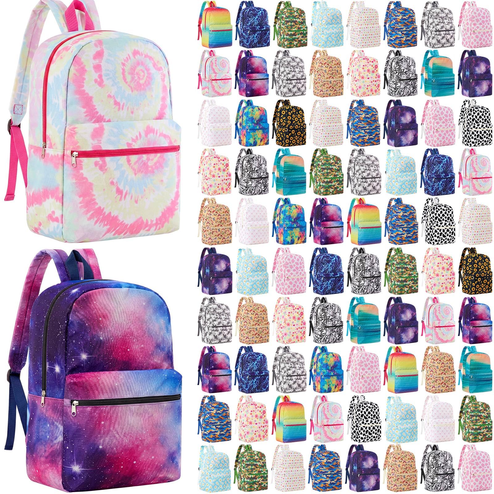 Photo 1 of Amylove 80 Pack 17 Inch School Backpacks for Kids Backpack in Bulk Assorted Bookbag for Elementary Middle High School Student Donations (Eclectic Color)