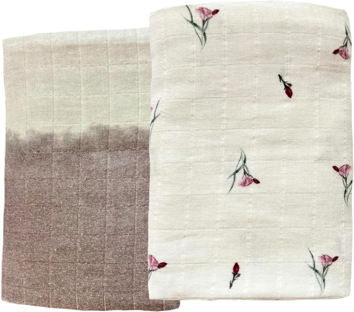 Leyl&Ari Baby Swaddle Blanket Set, Organic Cotton Muslin Receiving Blanket for Newborn (Tropical Flowers/Ombre)