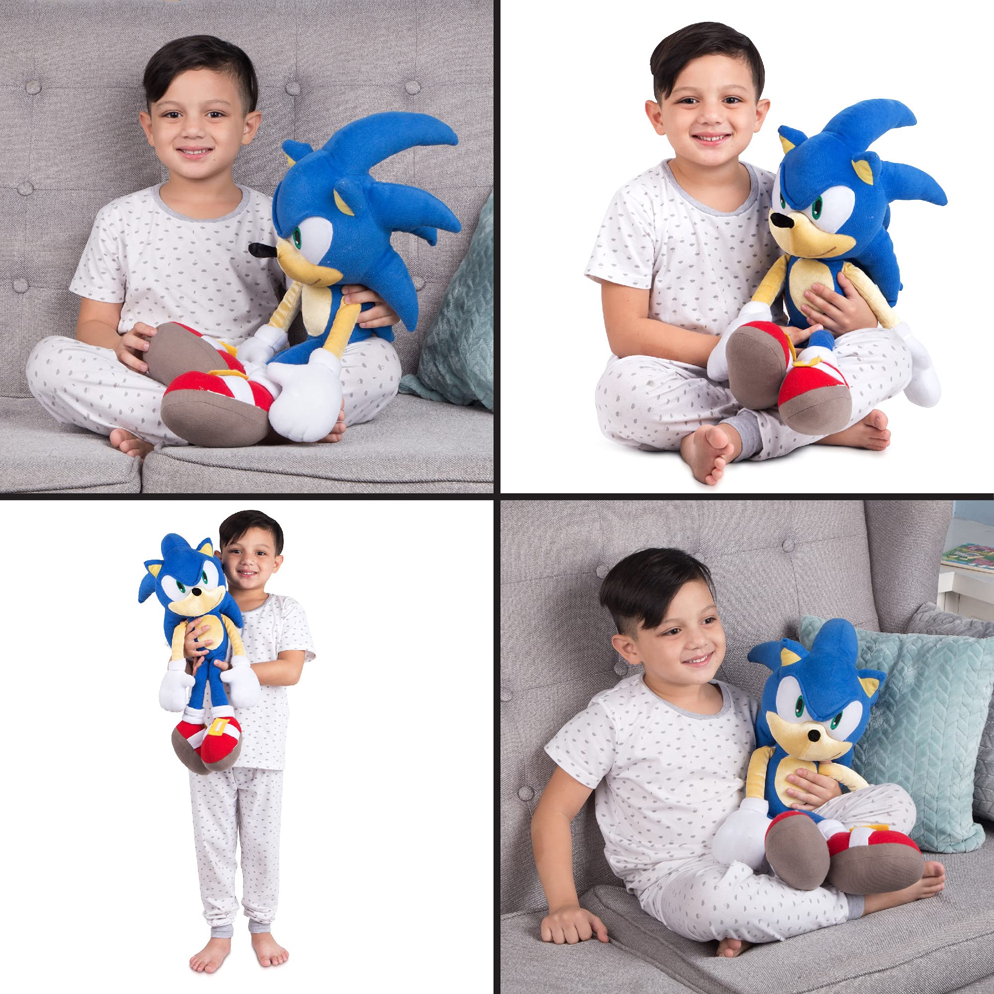 Coussin Peluche Sonic Le Hérisson 35x30 Cm - Licence Officielle, Décoration Chambre, Cadeau Enfant Et Fan