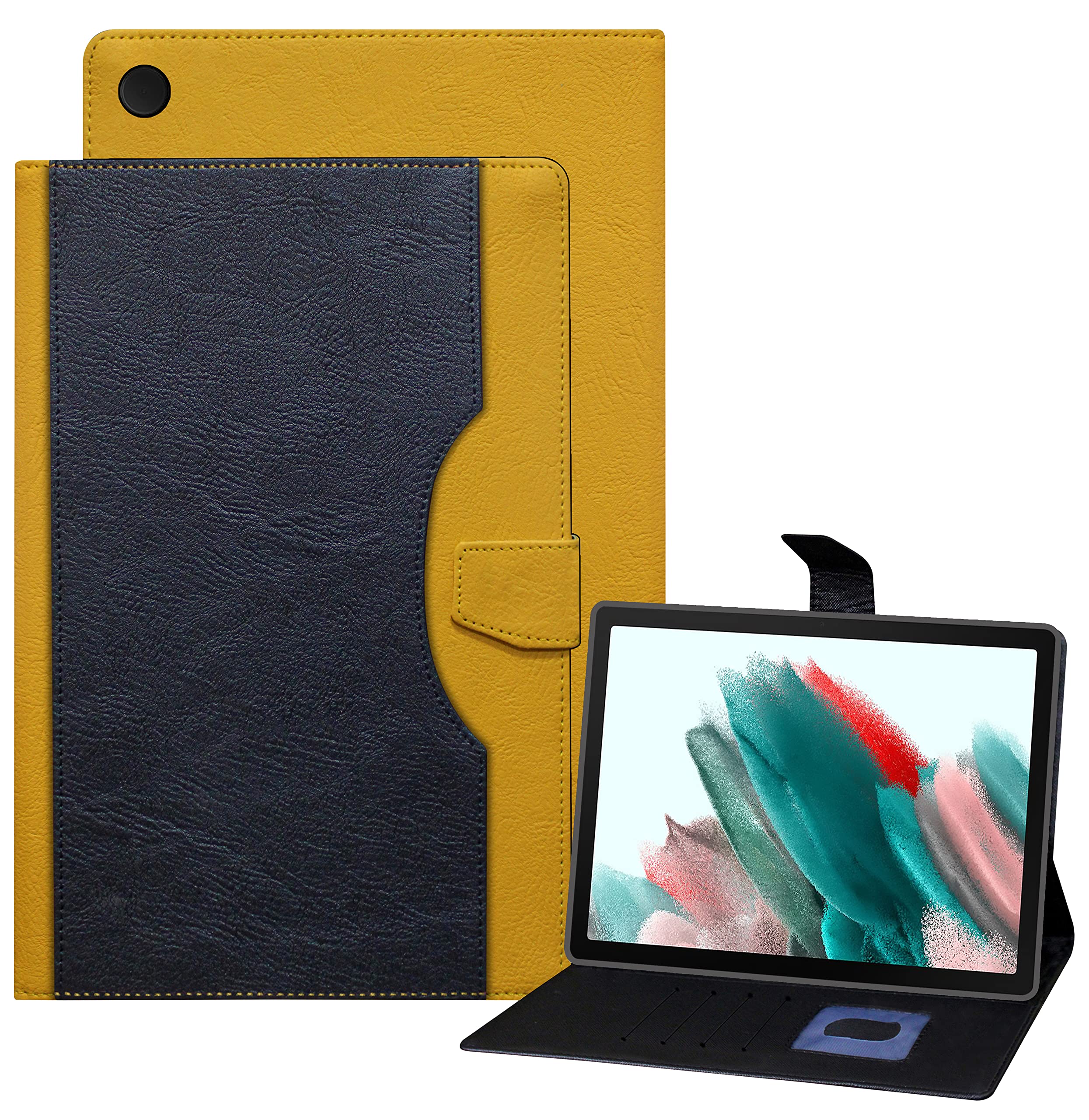TGK Dual Color Multi-Angle Viewing Smart Stand Leather Back Flip Stand Case Cover for Samsung Galaxy Tab A8 10.5 inch (Dual_Color_Wallet_Flip_Black_Yellow) (B09X39SC7S) Amazon Price History, Amazon Price Tracker