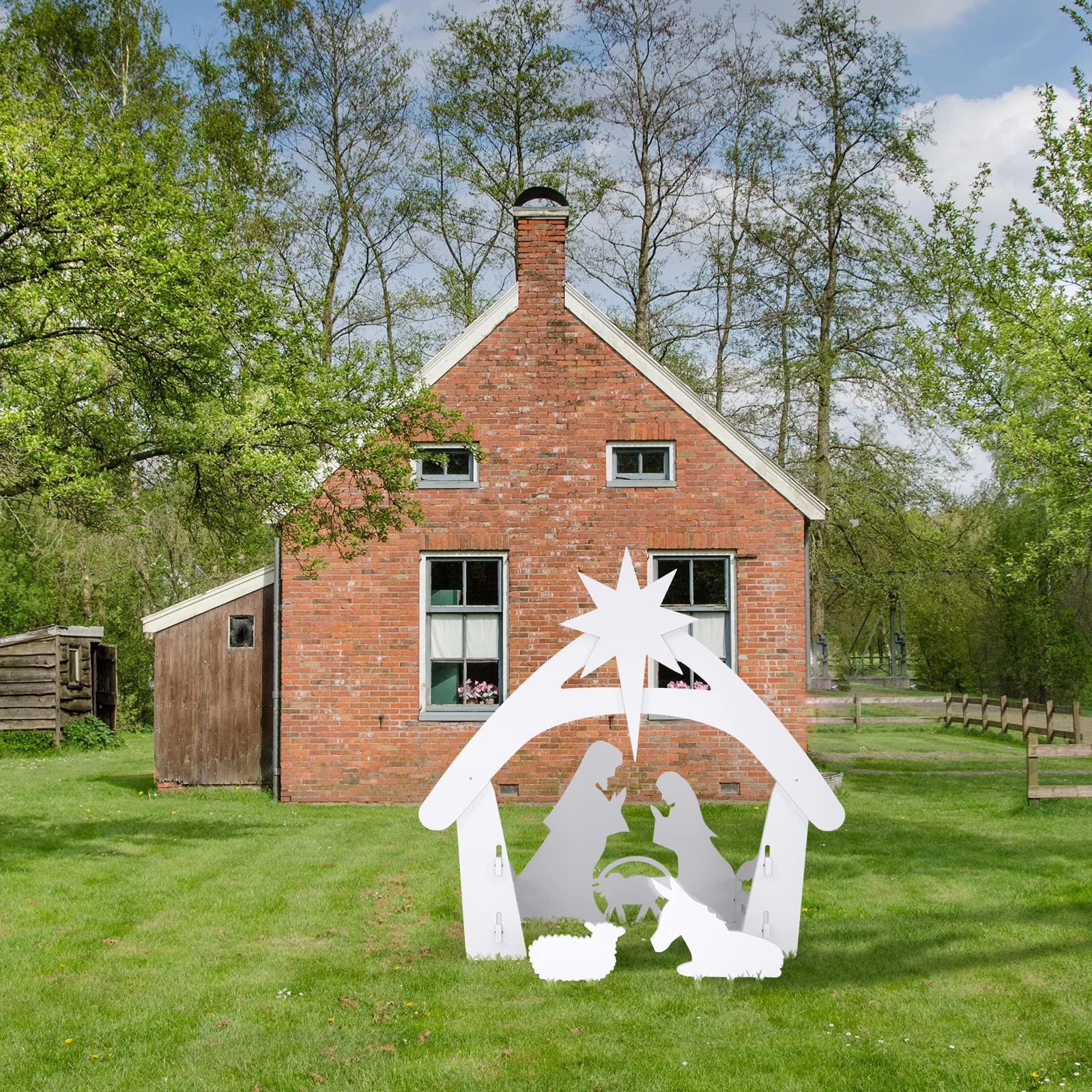 VINGLI Large Outdoor Nativity Scene, Holy Family Nativity Set Yard Sign, Weather Resistant Christmas Decorations Display for Front Yard, Lawn and Church